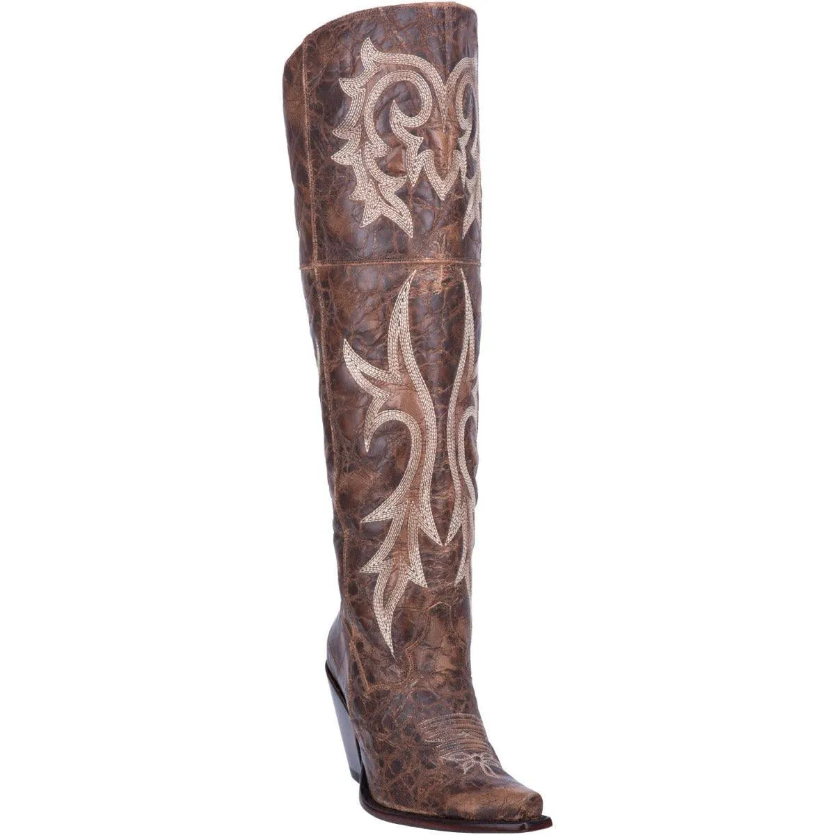 Dan Post Women's Cowgirl Western Boot Jilted – Snip Toe, Soft Distressed Leather, 20" Over-the-Knee Shaft, Inside Zipper, Tall Fashion Heel, Leather Outsole, Rodeo & Fashion Boot