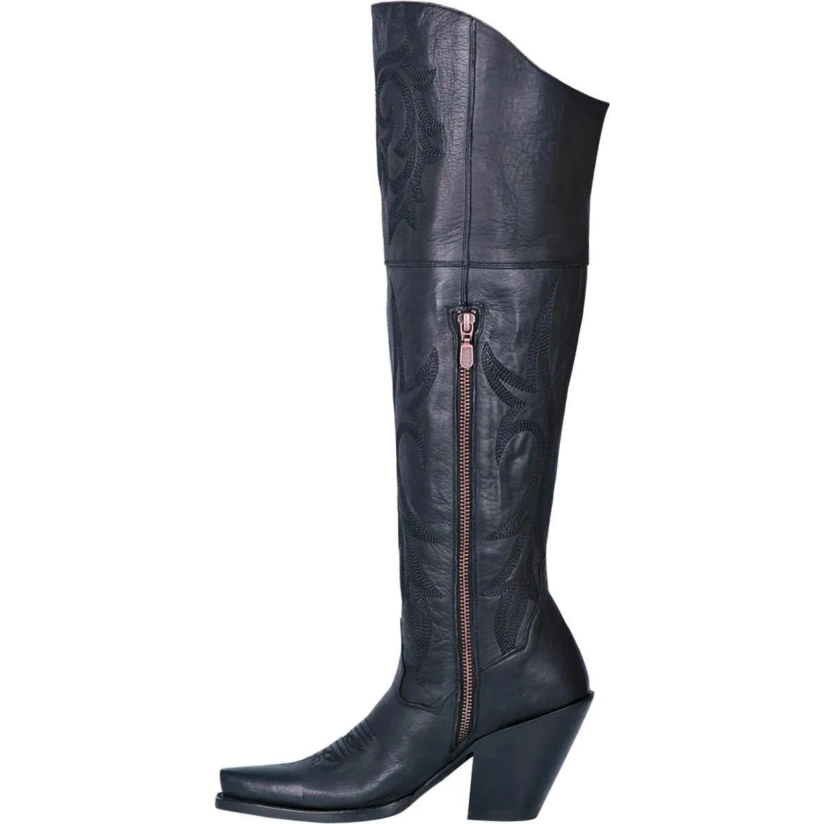 Dan Post Women's Cowgirl Western Boot Jilted – Snip Toe, Soft Distressed Leather, 20" Over-the-Knee Shaft, Inside Zipper, Tall Fashion Heel, Leather Outsole, Rodeo & Fashion Boot