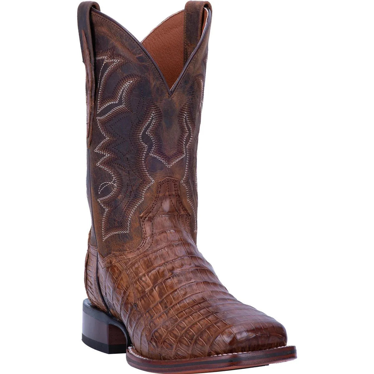 Dan Post Men's Cowboy Western Boot Kingsly – Broad Square Toe, Genuine Caiman Skin, Cowboy Certified Outsole, Removable Orthotic Insole, Stockman Heel, Exotic Leather Rodeo & Dress Boot