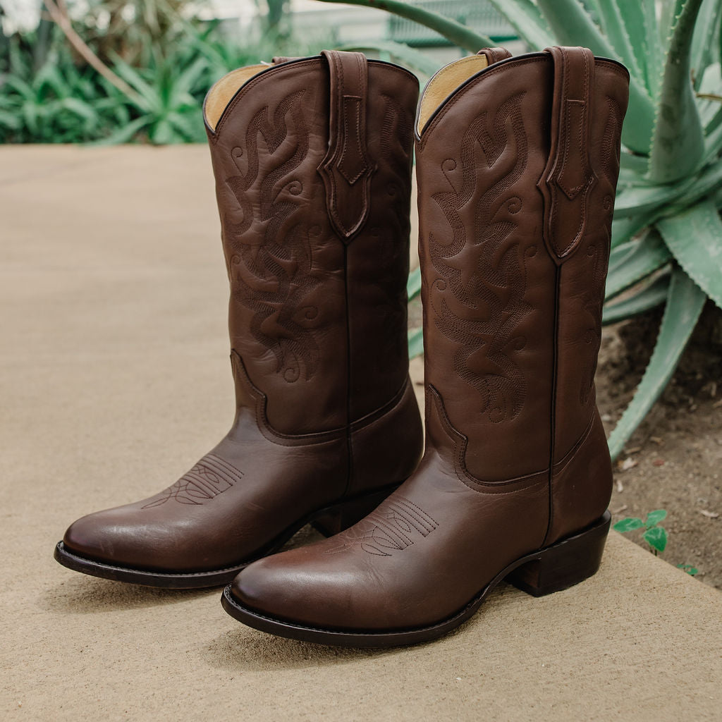 Soto Boots Men's Classic Dress Cowboy Boots – Brown Leather | Round Toe | Goodyear Welt