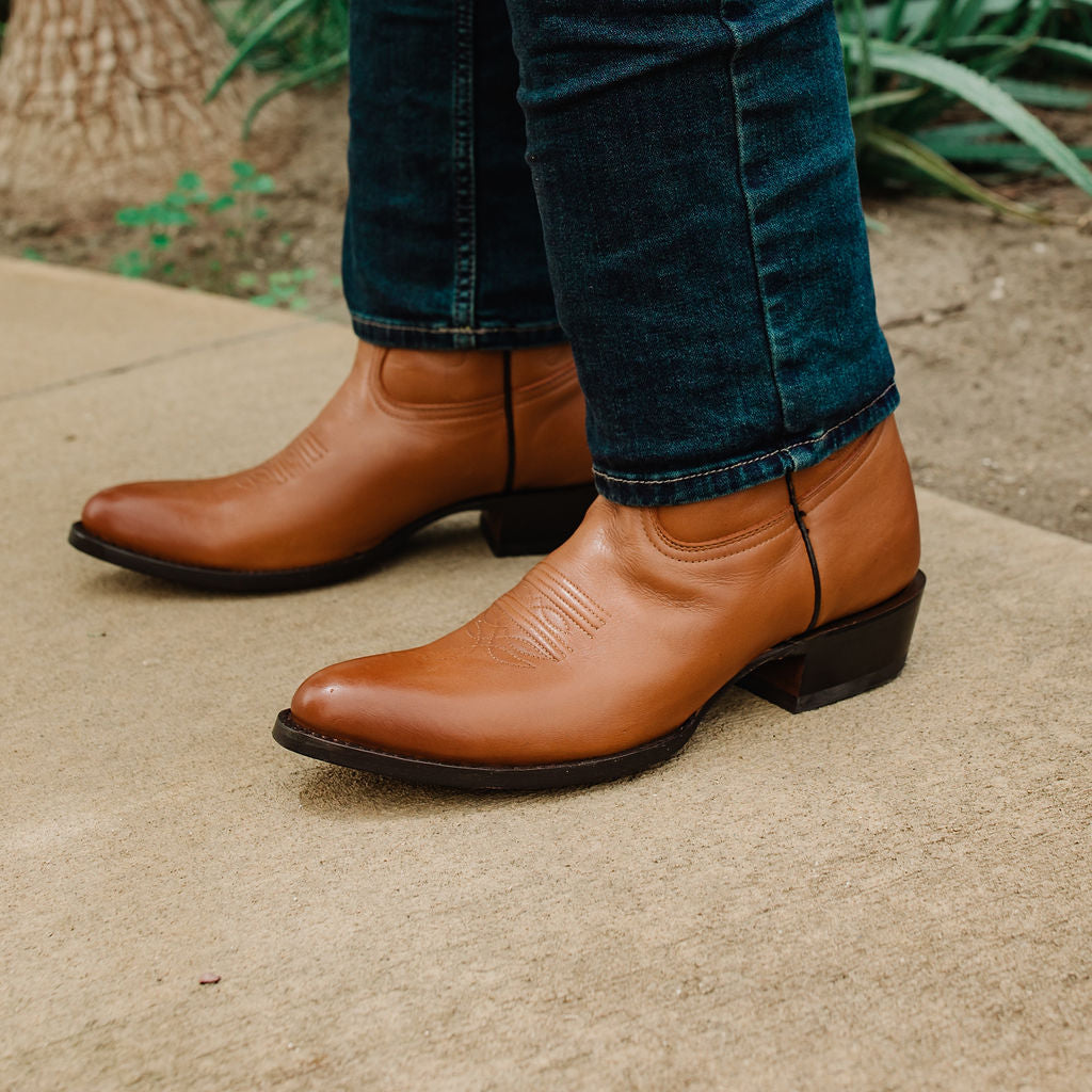 Soto Boots Men's Classic Dress Cowboy Boots – Tan Leather | Round Toe | Goodyear Welt