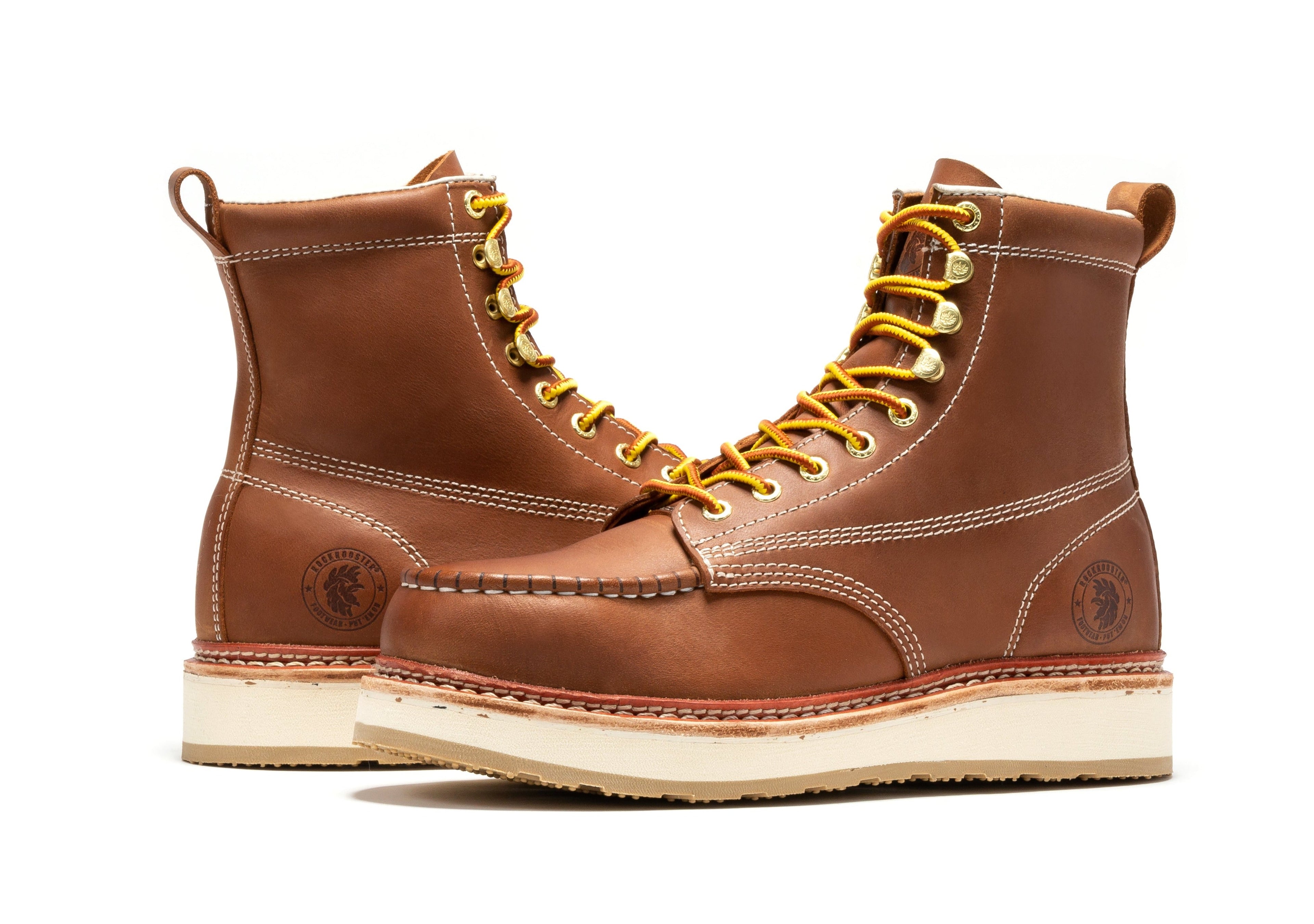 ROCKROOSTER Norwood Men's 6 Inch Brown Steel Toe Boot
