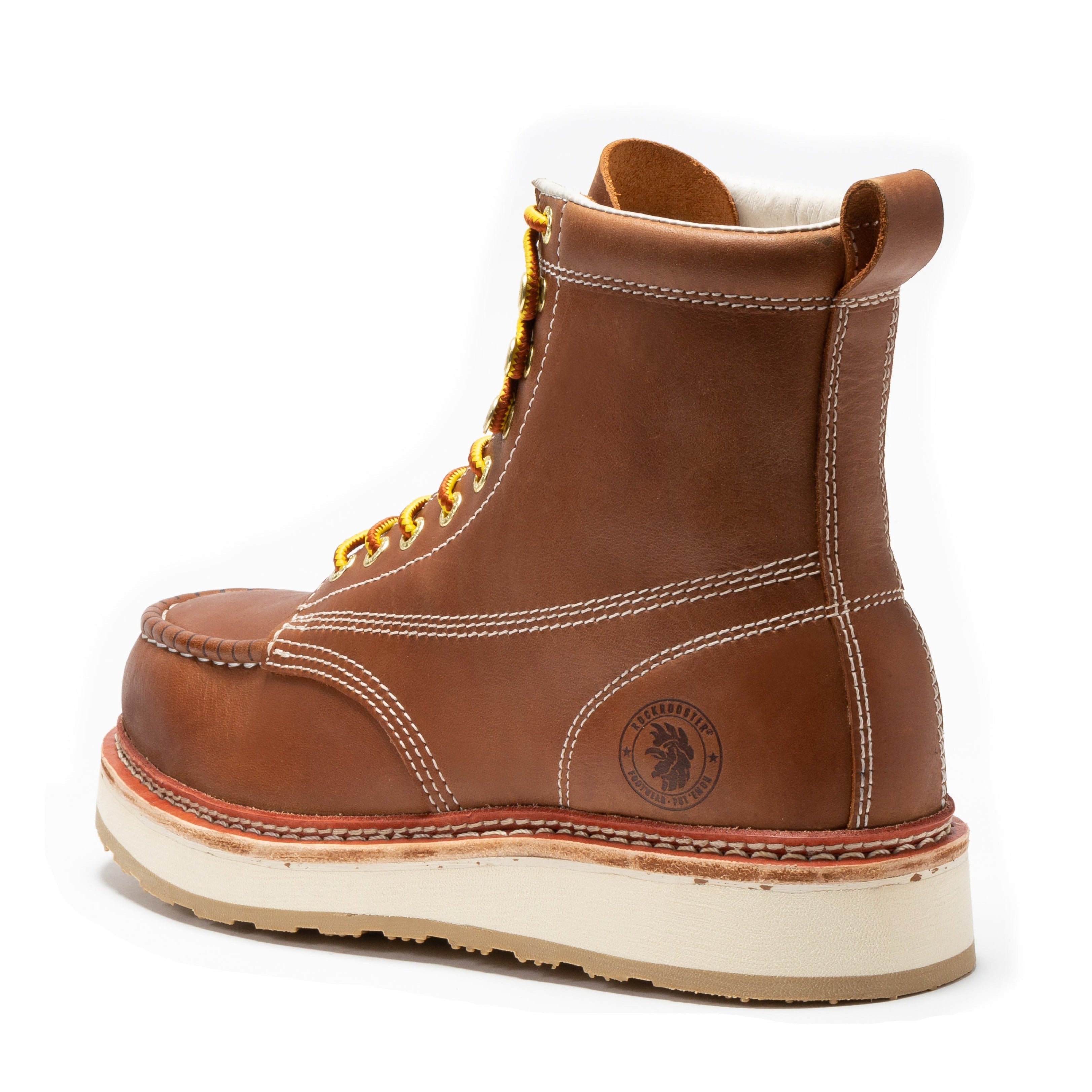 ROCKROOSTER Norwood Men's 6 Inch Brown Steel Toe Boot