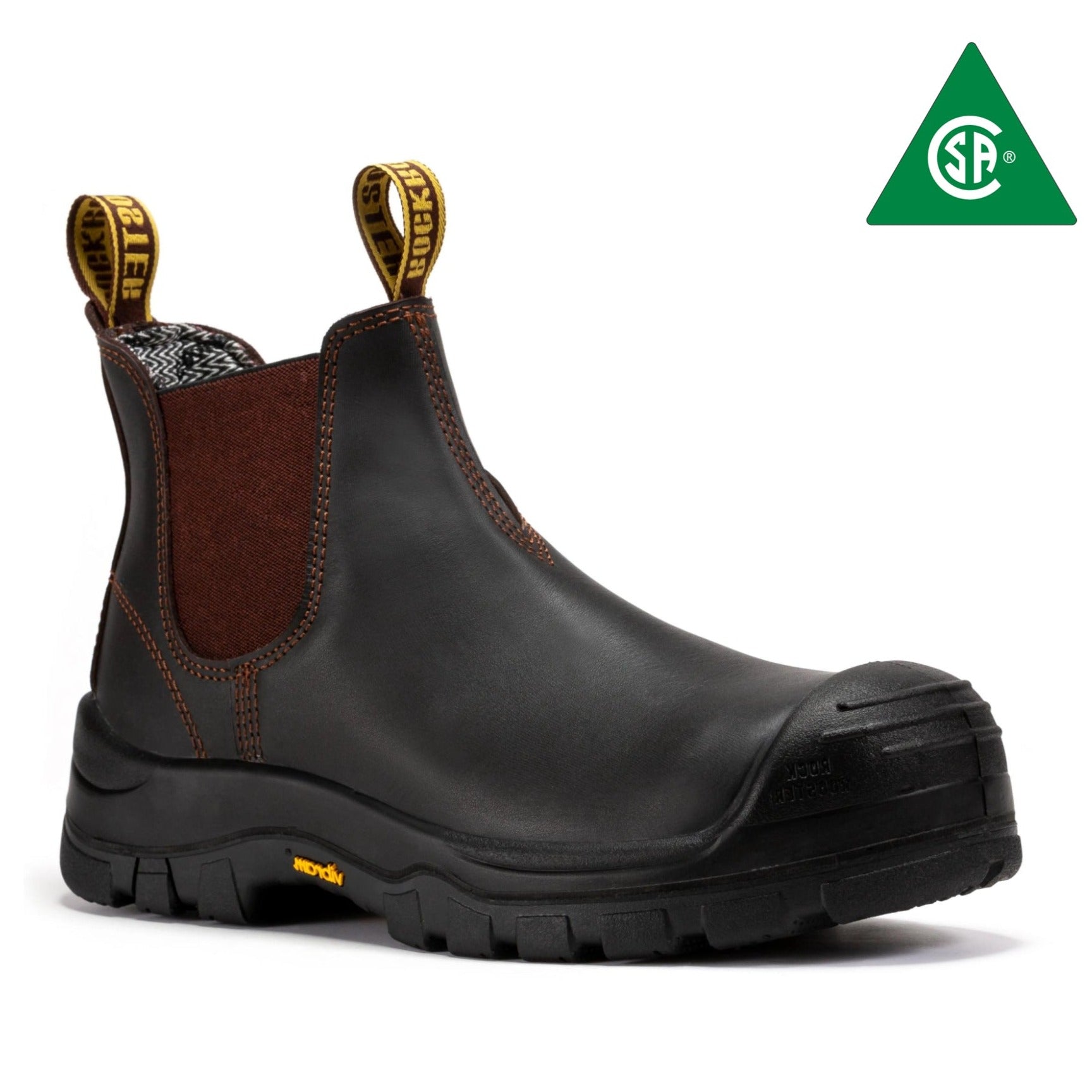 ROCKROOSTER Beaufort Men's Composite Toe Chelsea Work Boot – Dark Brown | VAK631