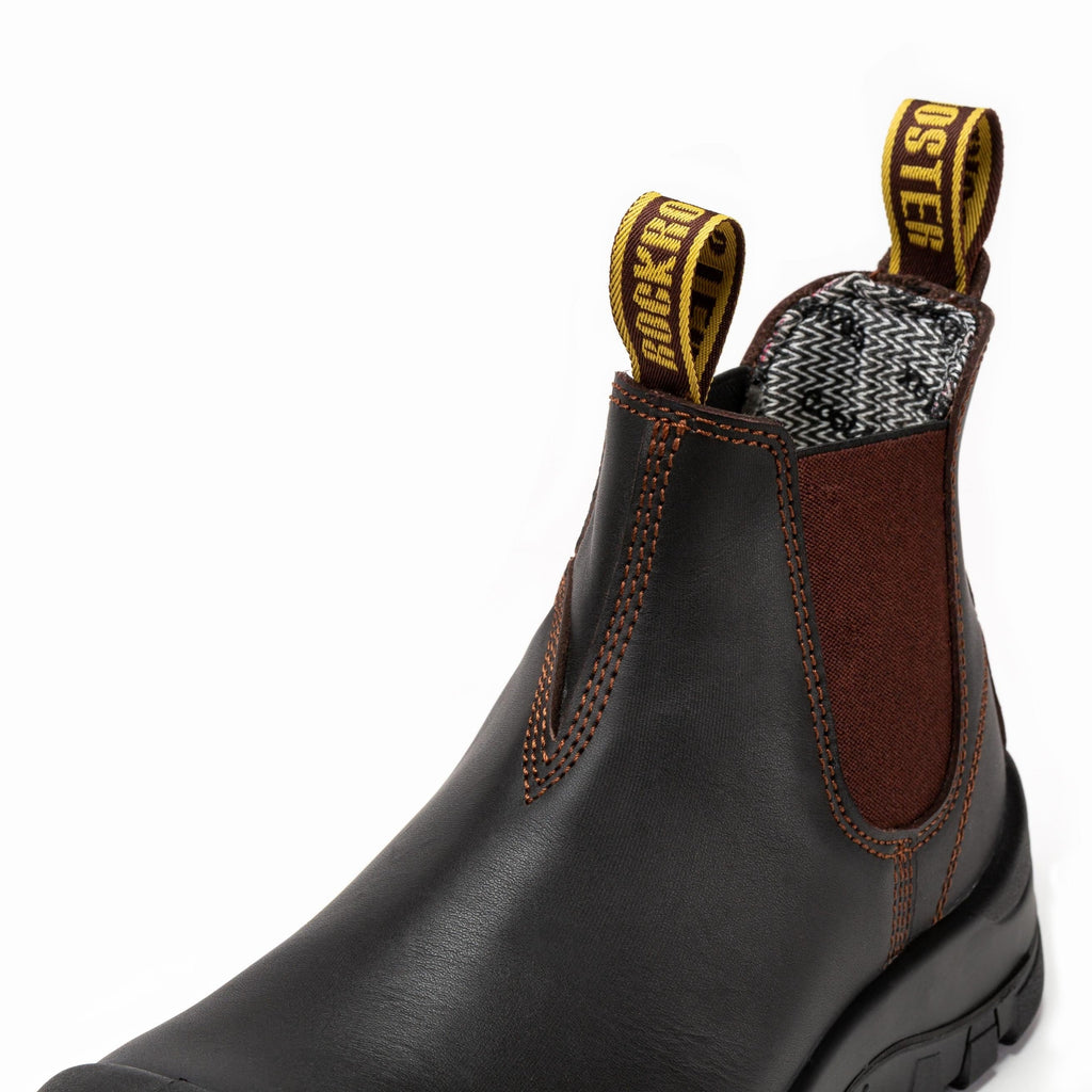 ROCKROOSTER Beaufort Men's Composite Toe Chelsea Work Boot – Dark Brown | VAK631