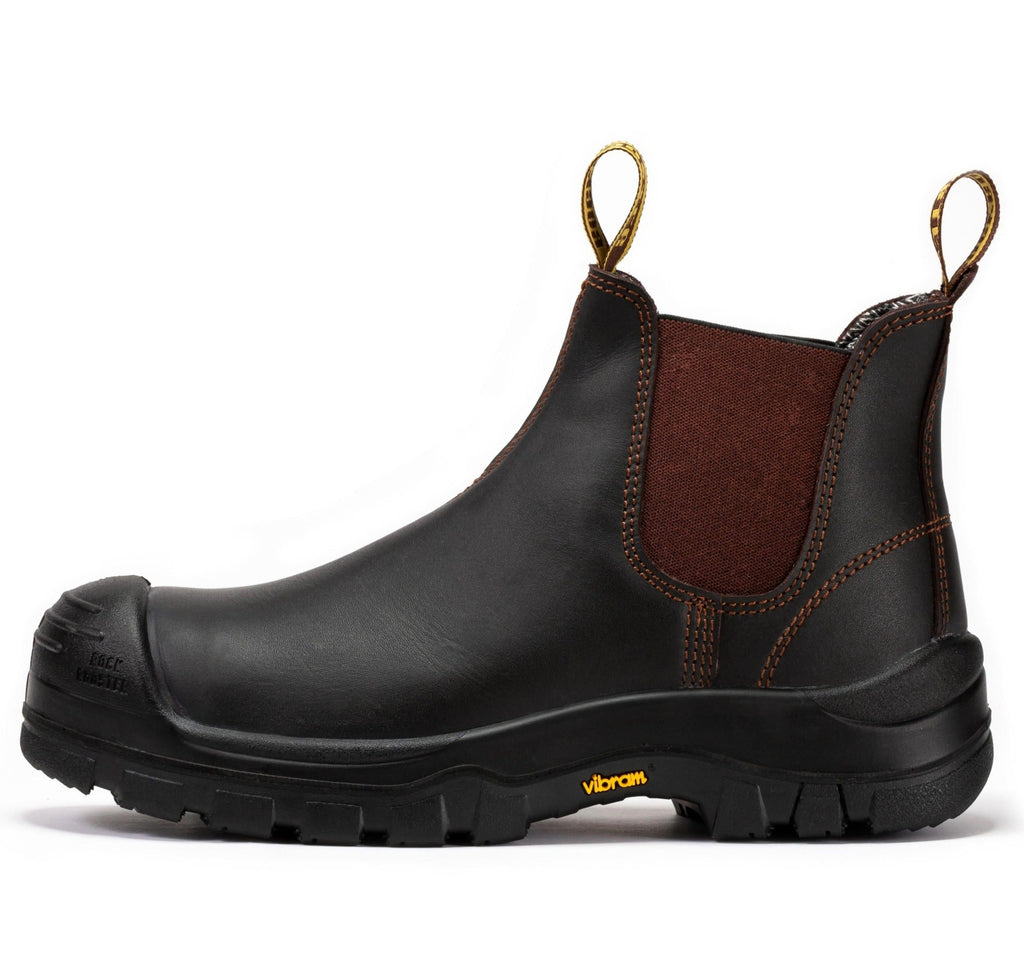 ROCKROOSTER Beaufort Men's Composite Toe Chelsea Work Boot – Dark Brown | VAK631