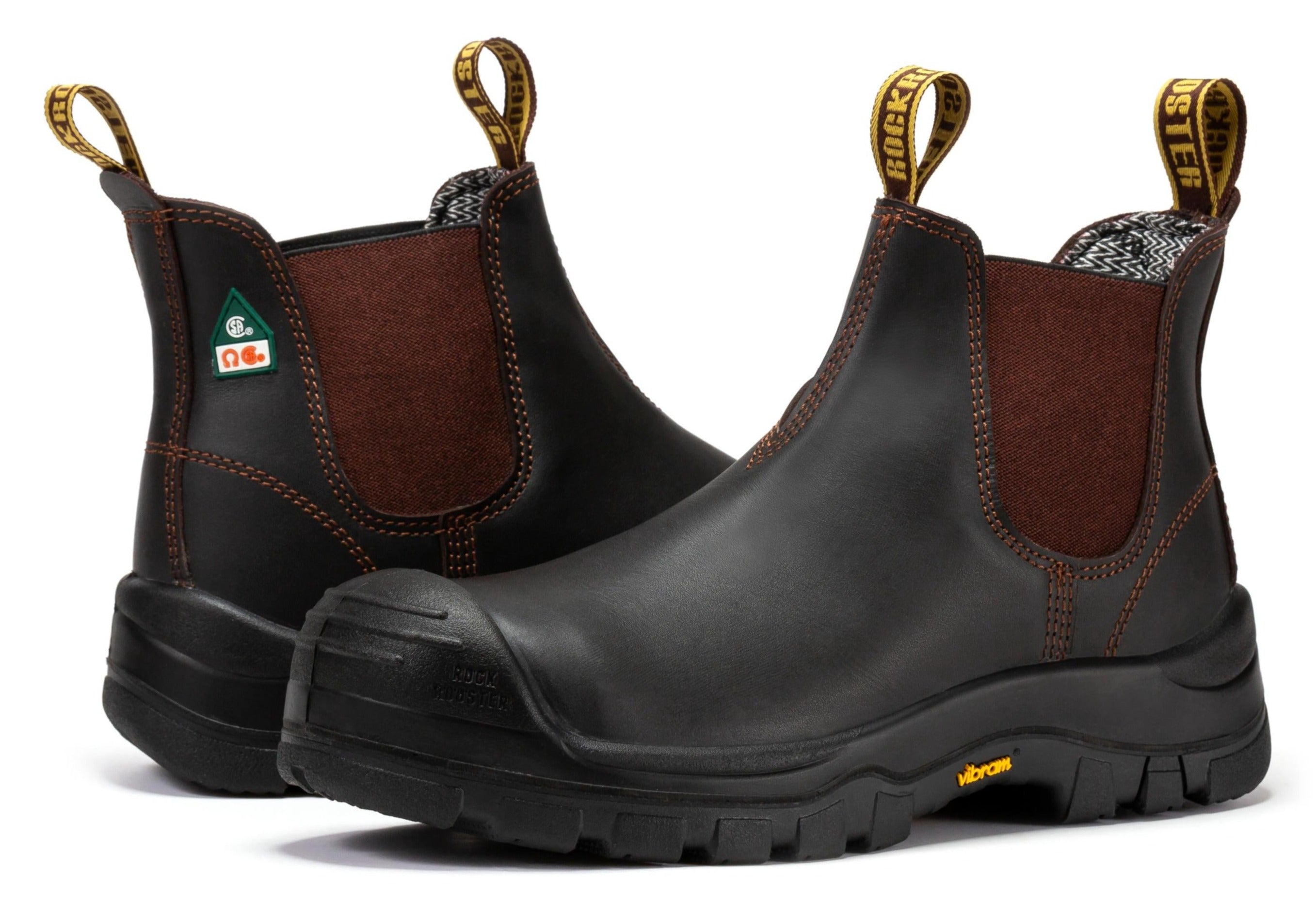 ROCKROOSTER Beaufort Men's Composite Toe Chelsea Work Boot – Dark Brown | VAK631
