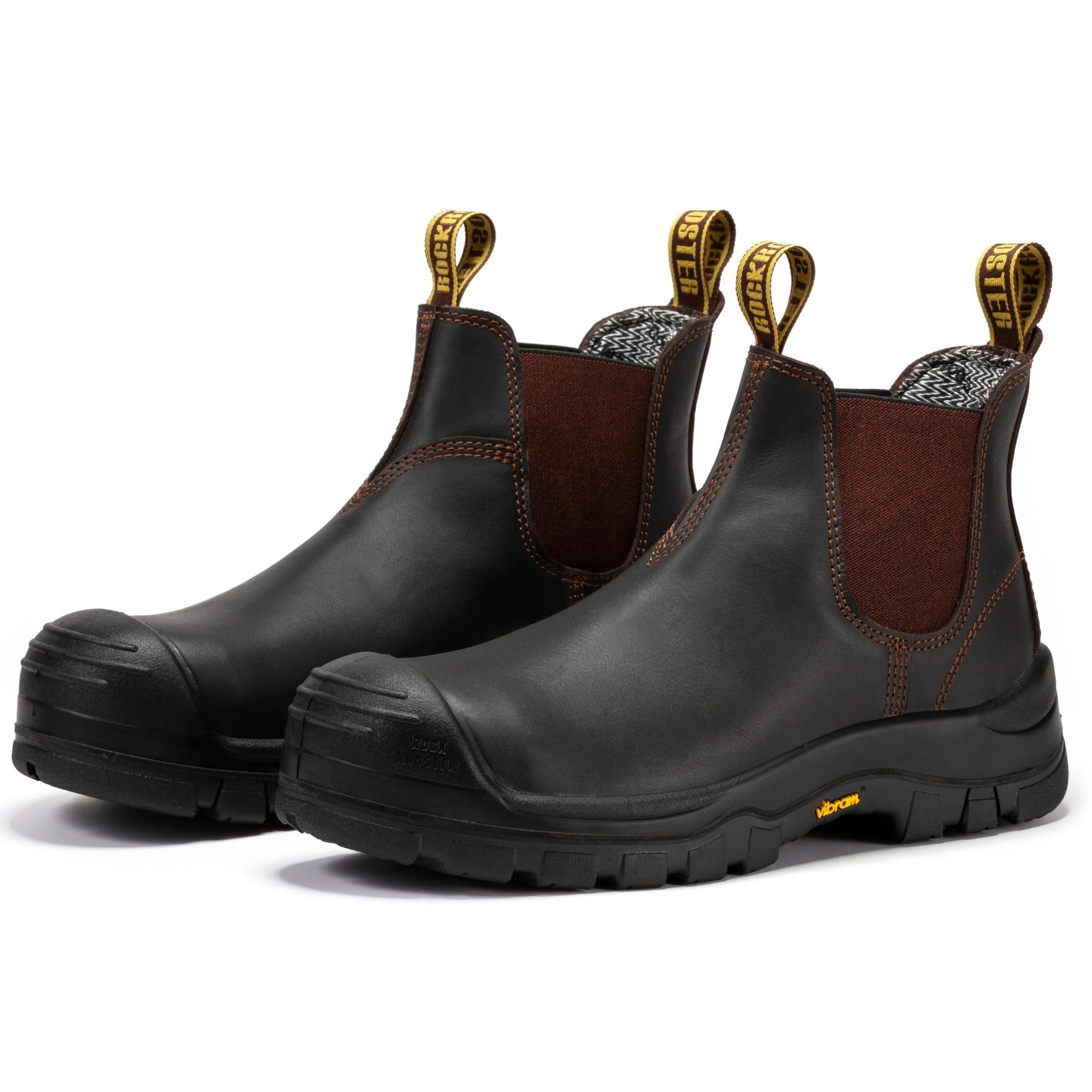 ROCKROOSTER Beaufort Men's Composite Toe Chelsea Work Boot – Dark Brown | VAK631