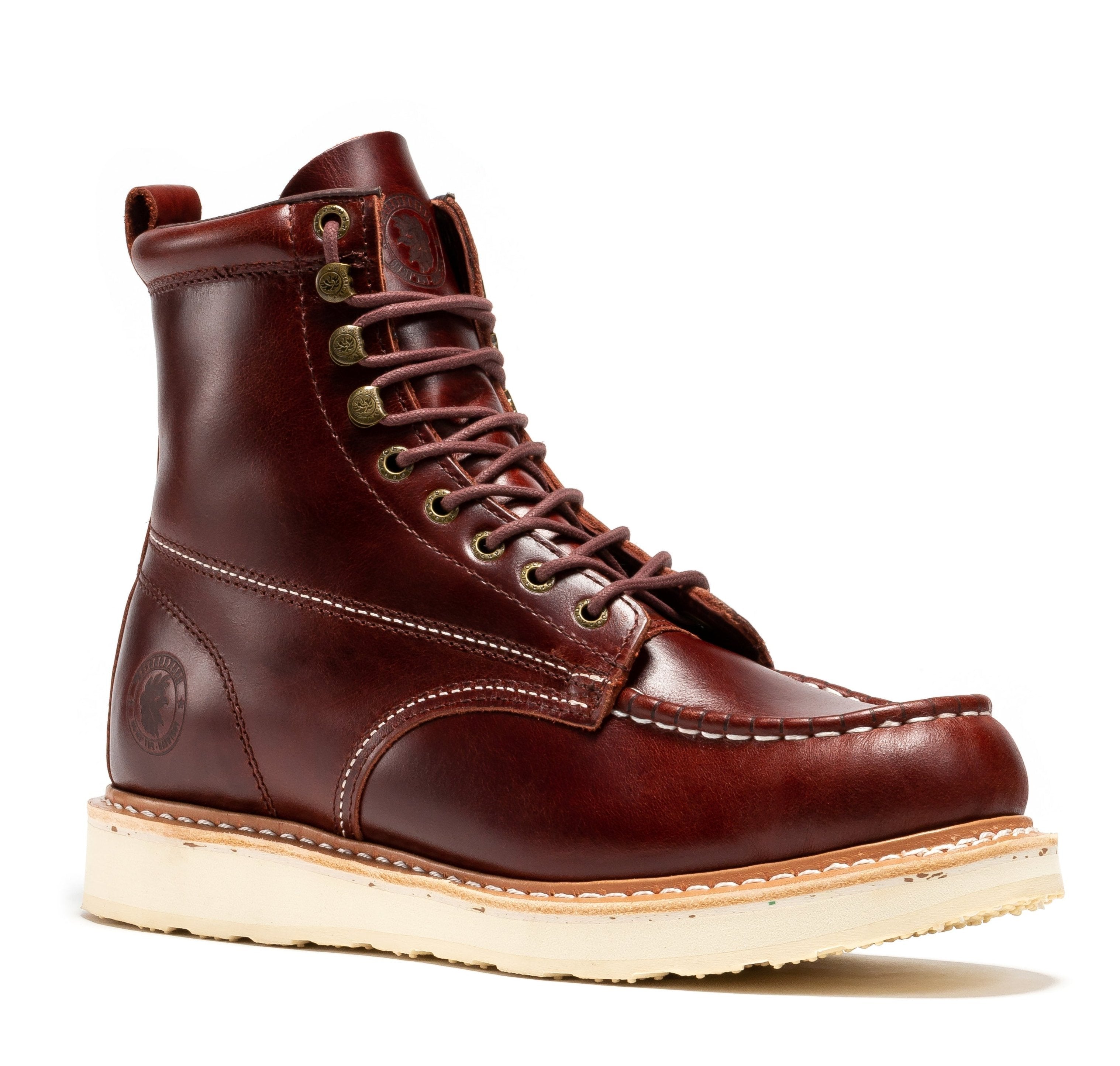 ROCKROOSTER Norwood Men's 6" Moc-Toe Soft Toe Wedge Work Boot – Cherry Brown | SAP600