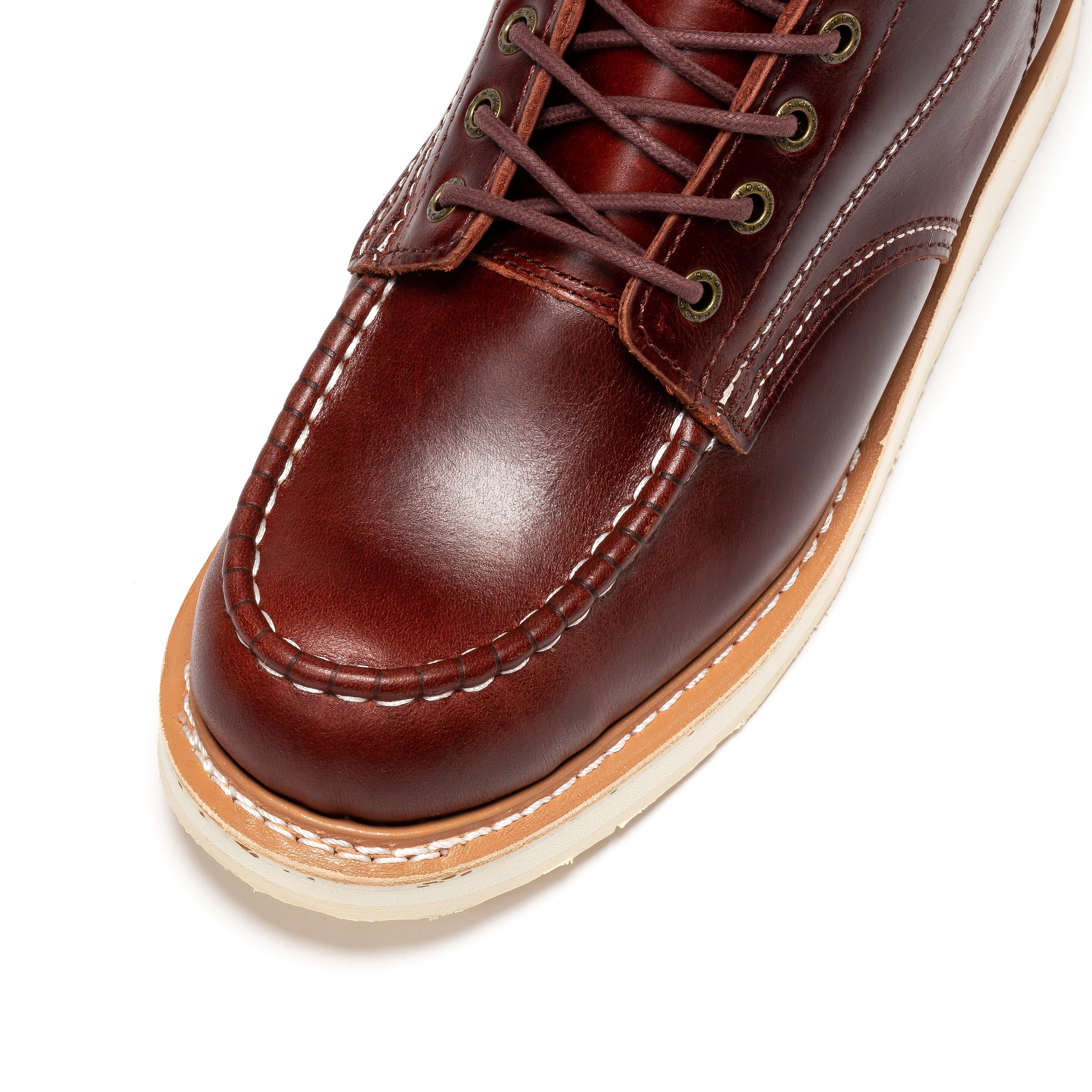 ROCKROOSTER Norwood Men's 6" Moc-Toe Soft Toe Wedge Work Boot – Cherry Brown | SAP600