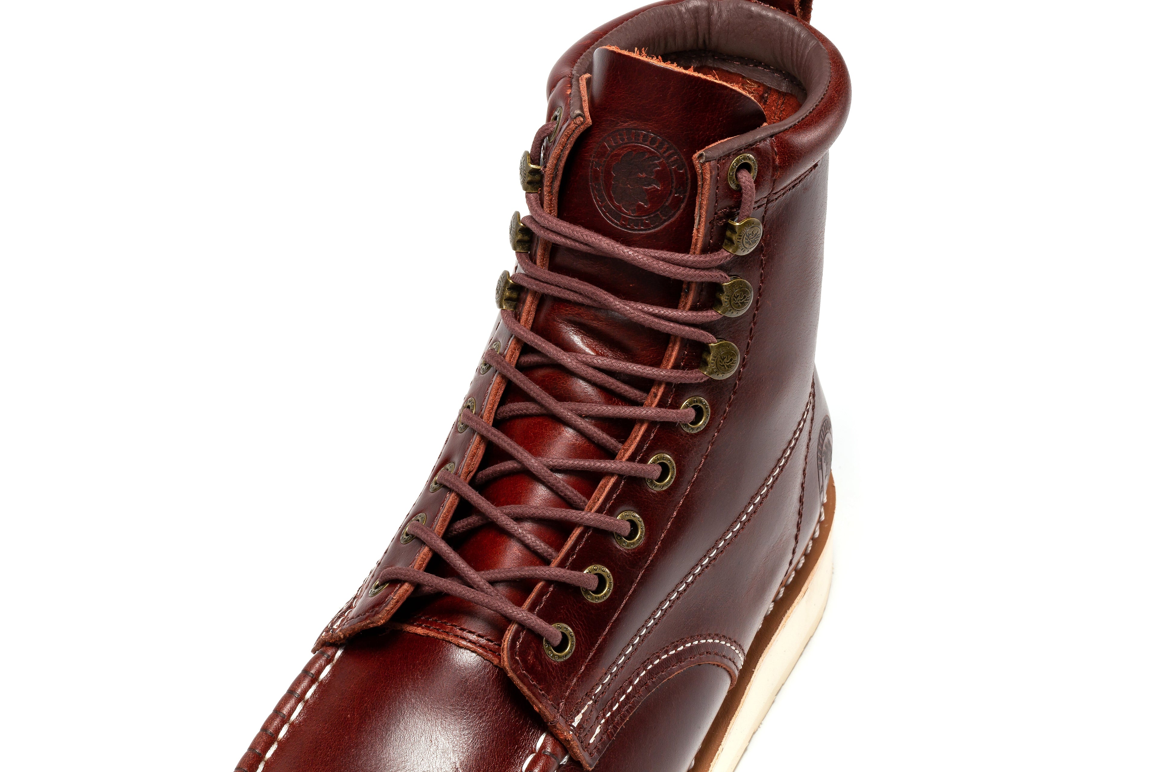 ROCKROOSTER Norwood Men's 6" Moc-Toe Soft Toe Wedge Work Boot – Cherry Brown | SAP600