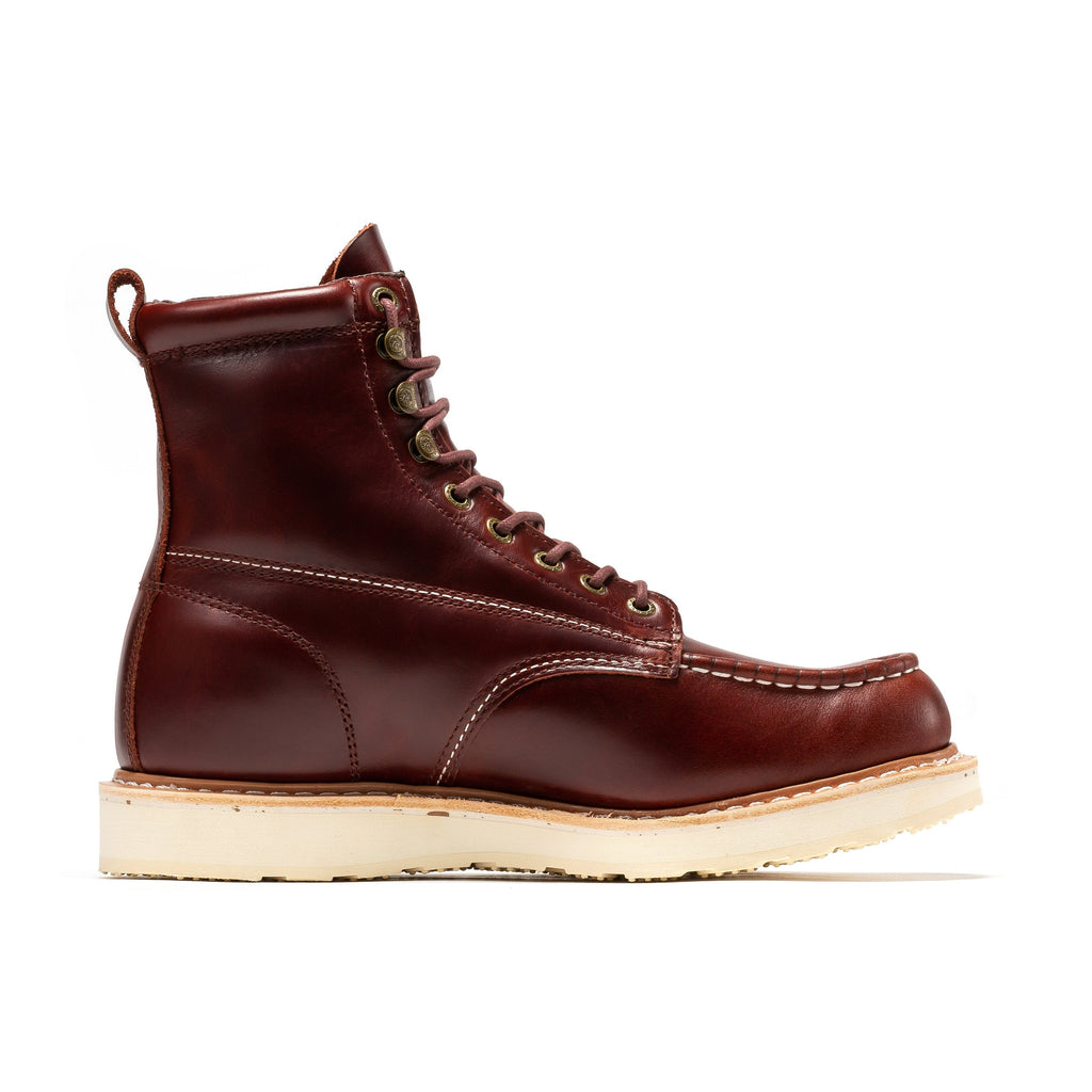 ROCKROOSTER Norwood Men's 6" Moc-Toe Soft Toe Wedge Work Boot – Cherry Brown | SAP600