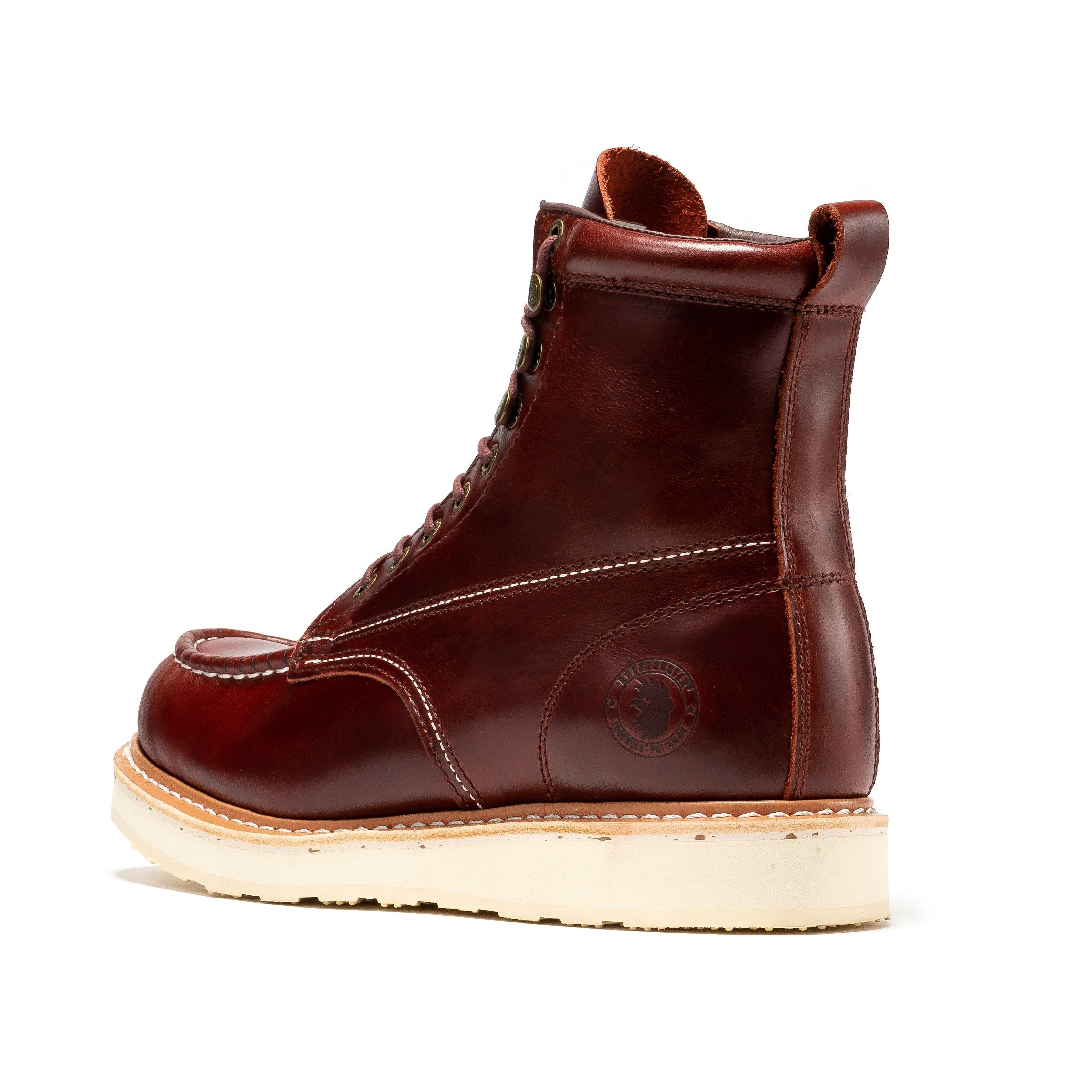 ROCKROOSTER Norwood Men's 6" Moc-Toe Soft Toe Wedge Work Boot – Cherry Brown | SAP600