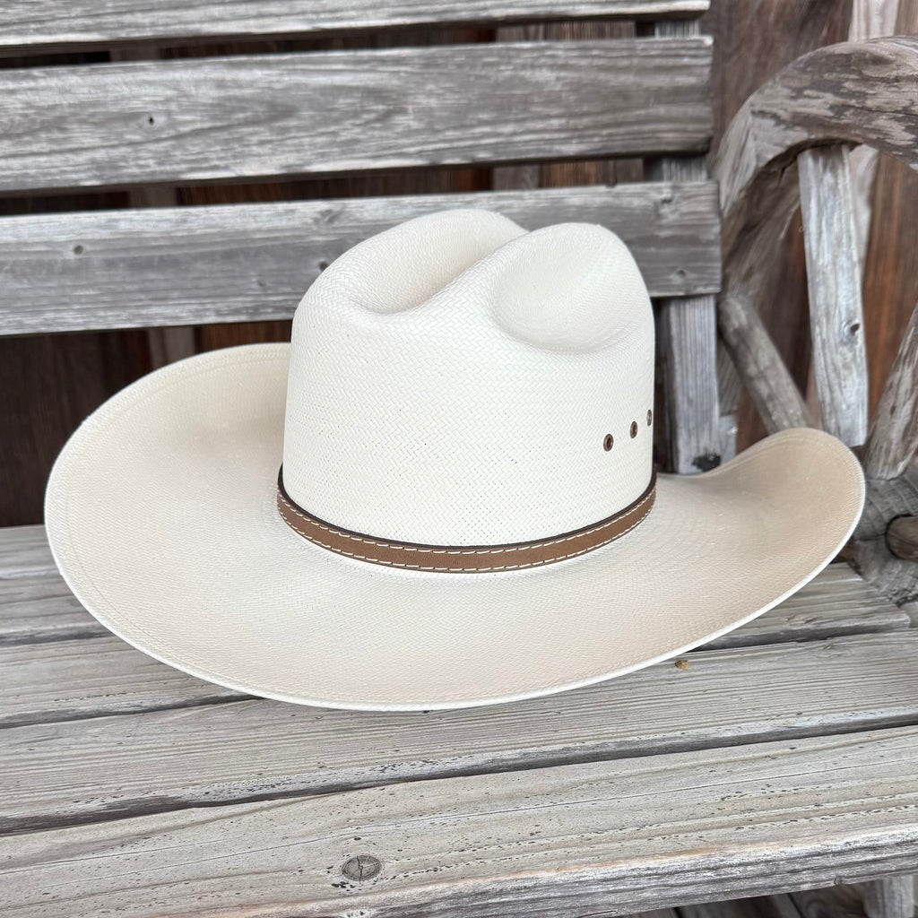 Resistol Double Cross 10X Premium Straw Cowboy Hat – Natural White | Cattleman Crown