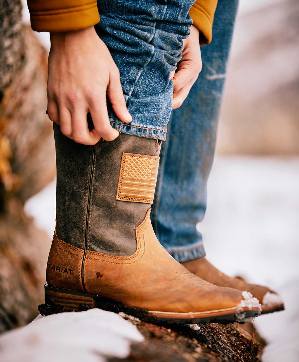 Ariat Men's Hybrid Patriot Country Western Boot – American Flag Patch | Goodyear Welt | D & EE