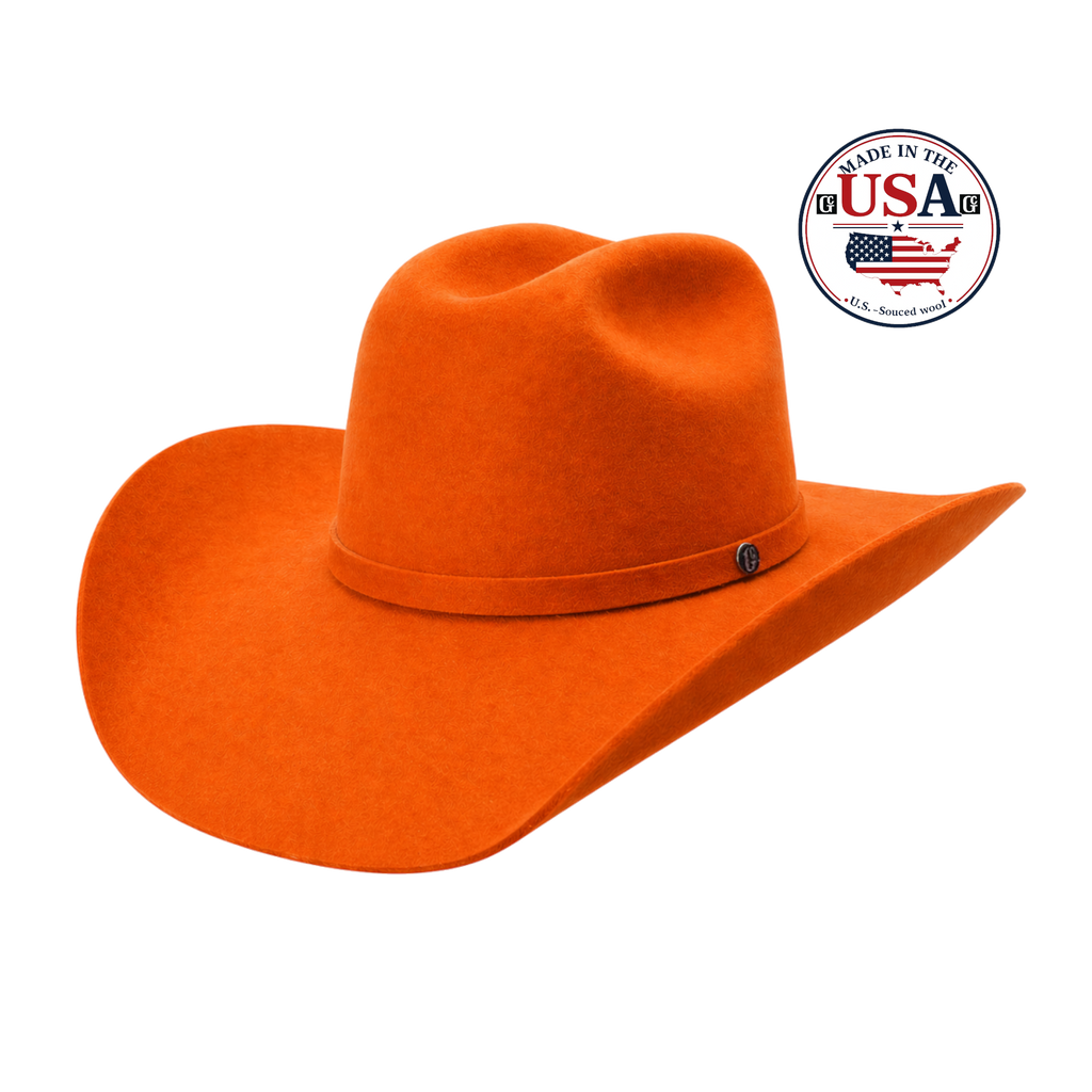 Gone Country American Orange 5X Wool Cowboy Hat — Made in USA