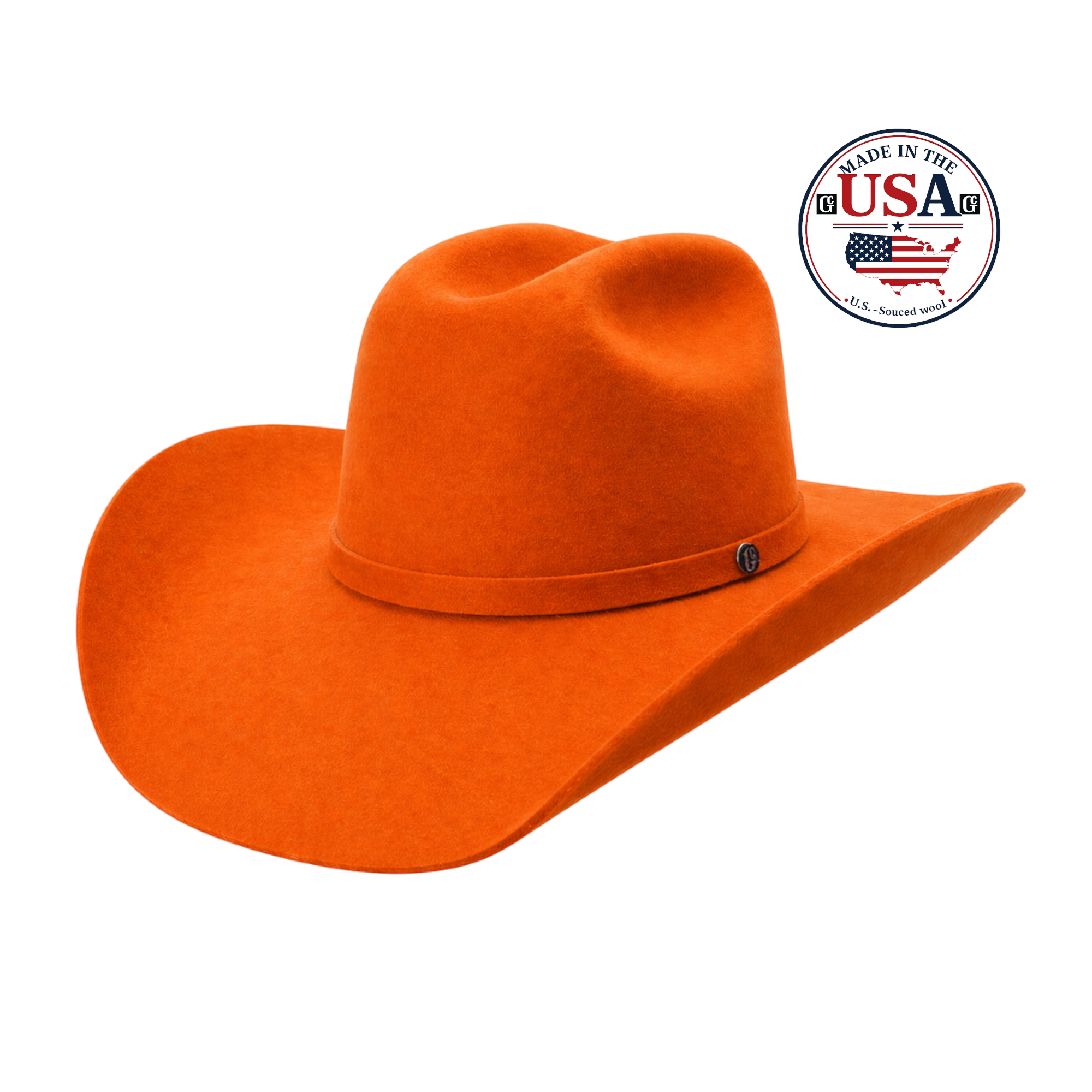 Gone Country American Orange 5X Wool Cowboy Hat — Made in USA