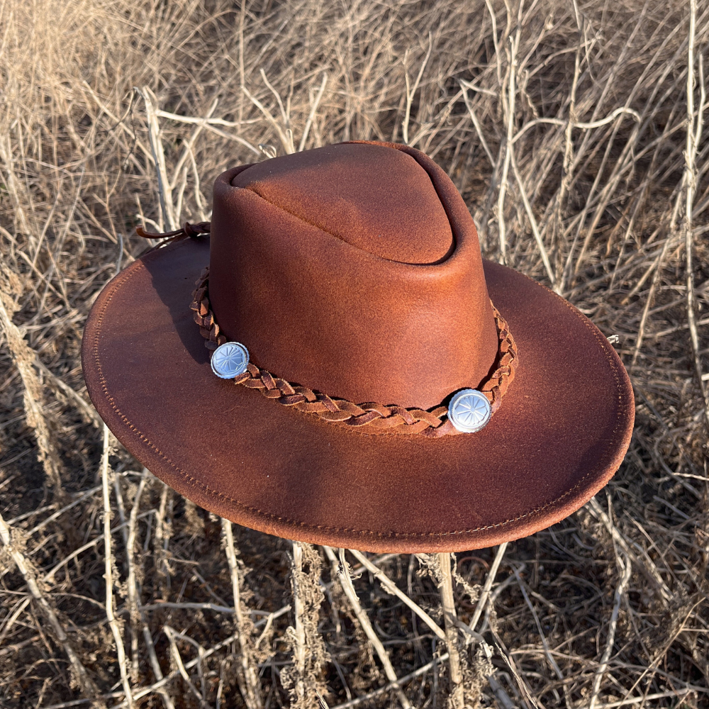 Canyons Brown Leather Rancher Hat | Baja Leather Western Hat
