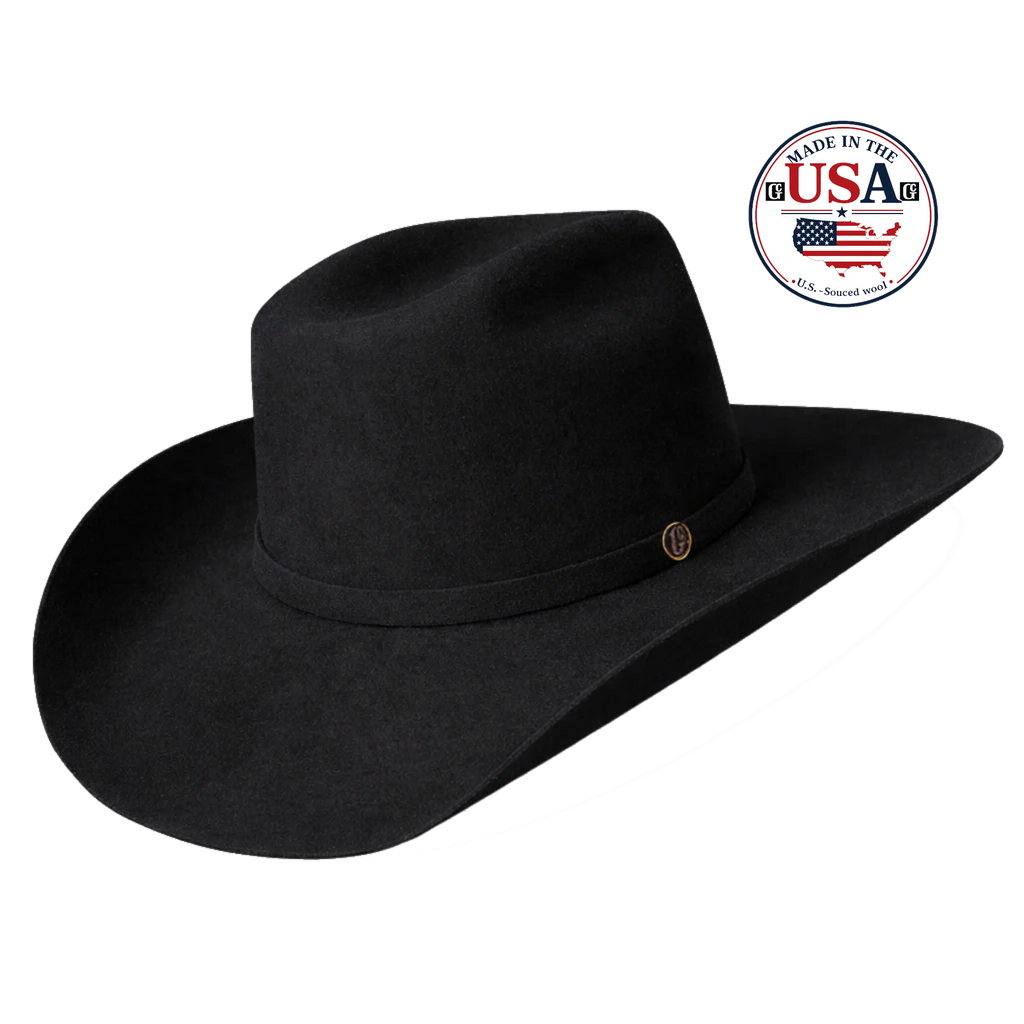 Gone Country Cody Black 5X Wool Cowboy Hat — Made in USA