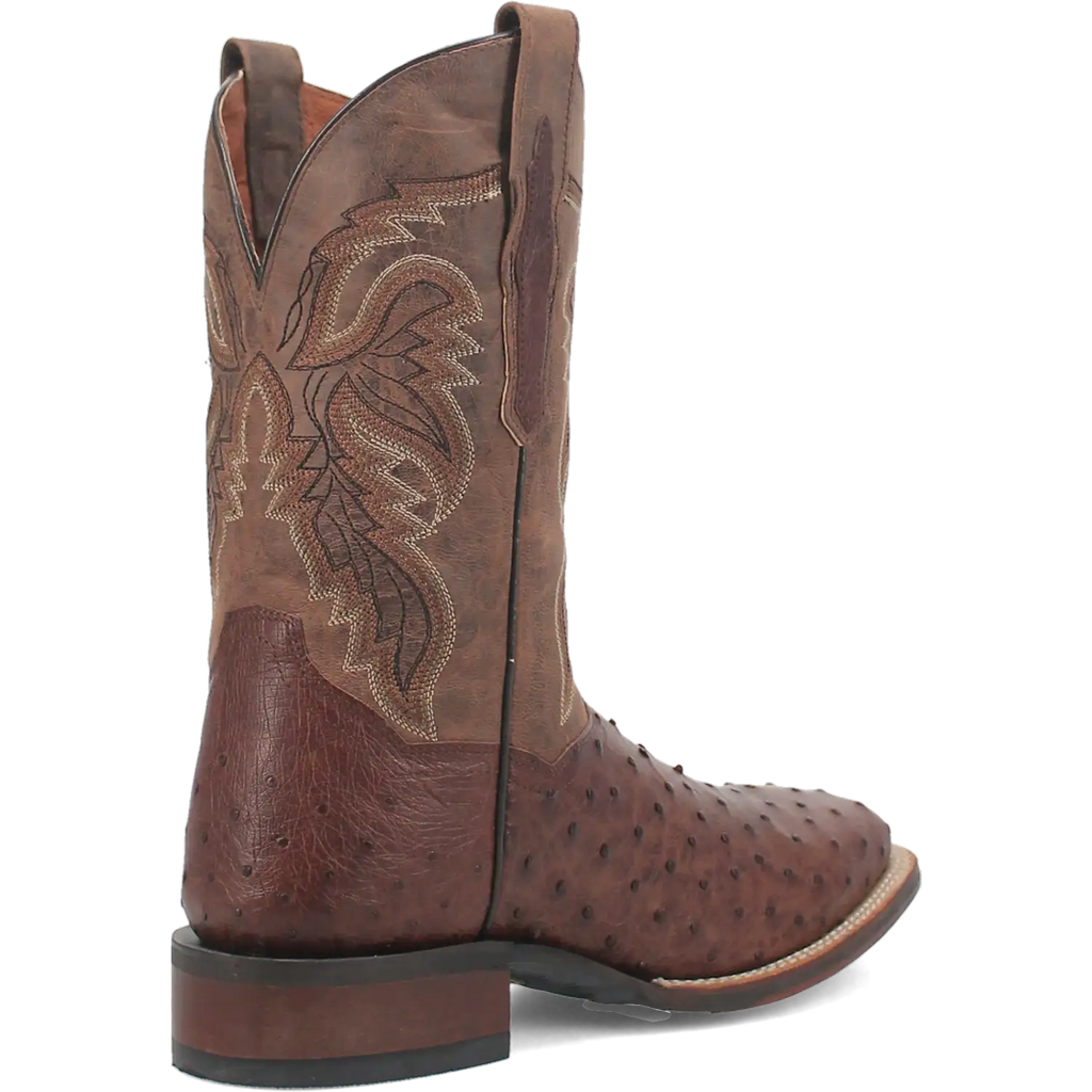 Dan Post Men's Cowboy Western Boot Alamosa – Broad Square Toe, Genuine Ostrich Skin, Cowboy Certified Outsole, Removable Orthotic Insole, Stockman Heel, Chocolate Brown Exotic Leather Boot