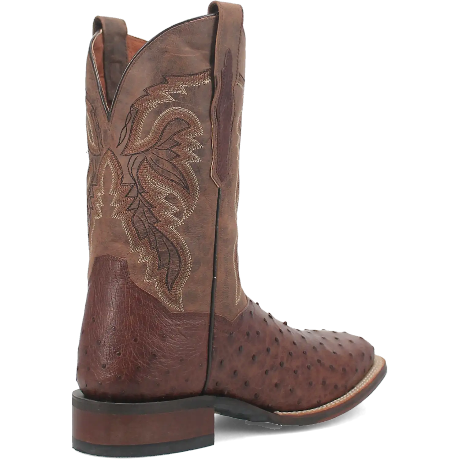 Dan Post Men's Cowboy Western Boot Alamosa – Broad Square Toe, Genuine Ostrich Skin, Cowboy Certified Outsole, Removable Orthotic Insole, Stockman Heel, Chocolate Brown Exotic Leather Boot