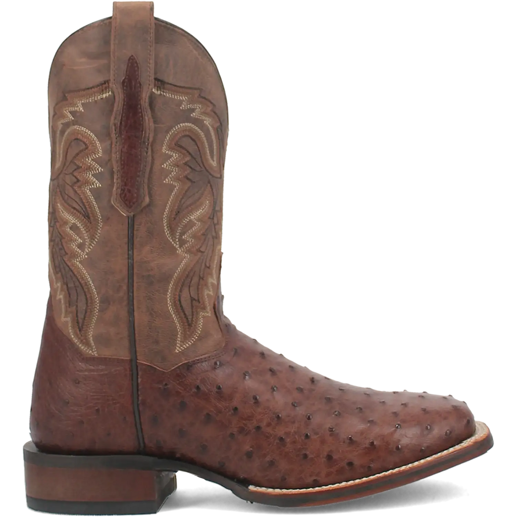 Dan Post Men's Cowboy Western Boot Alamosa – Broad Square Toe, Genuine Ostrich Skin, Cowboy Certified Outsole, Removable Orthotic Insole, Stockman Heel, Chocolate Brown Exotic Leather Boot