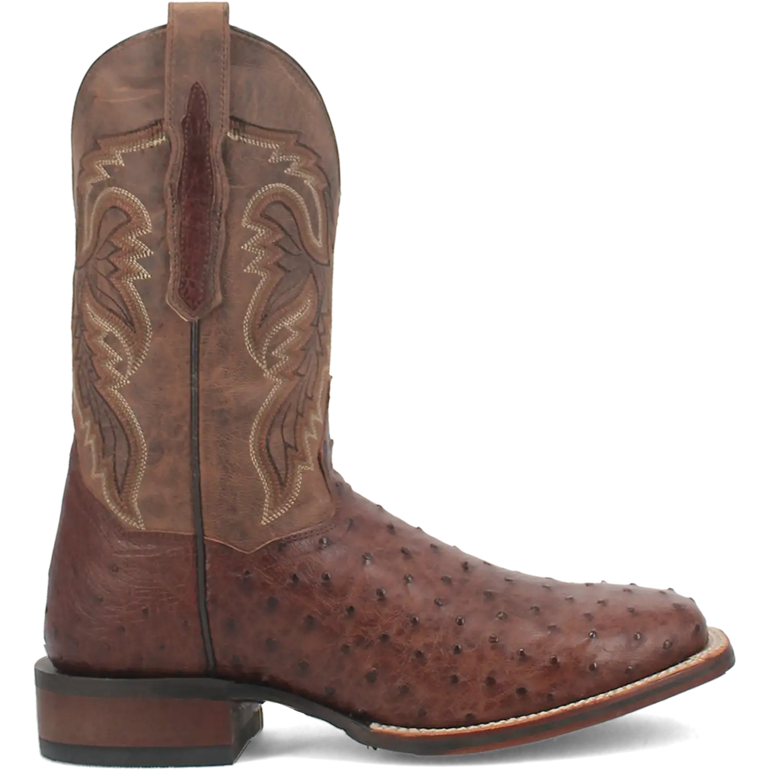 Dan Post Men's Cowboy Western Boot Alamosa – Broad Square Toe, Genuine Ostrich Skin, Cowboy Certified Outsole, Removable Orthotic Insole, Stockman Heel, Chocolate Brown Exotic Leather Boot