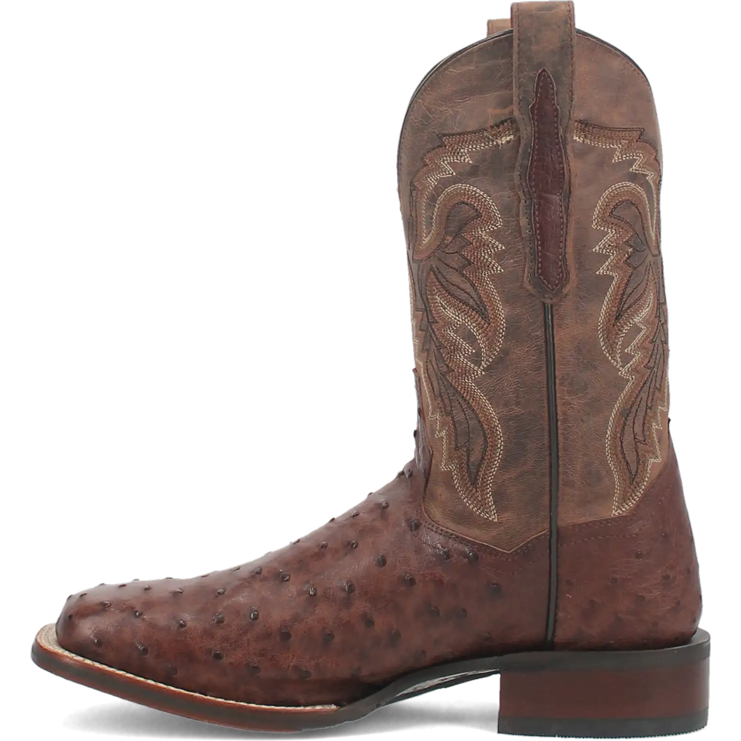 Dan Post Men's Cowboy Western Boot Alamosa – Broad Square Toe, Genuine Ostrich Skin, Cowboy Certified Outsole, Removable Orthotic Insole, Stockman Heel, Chocolate Brown Exotic Leather Boot