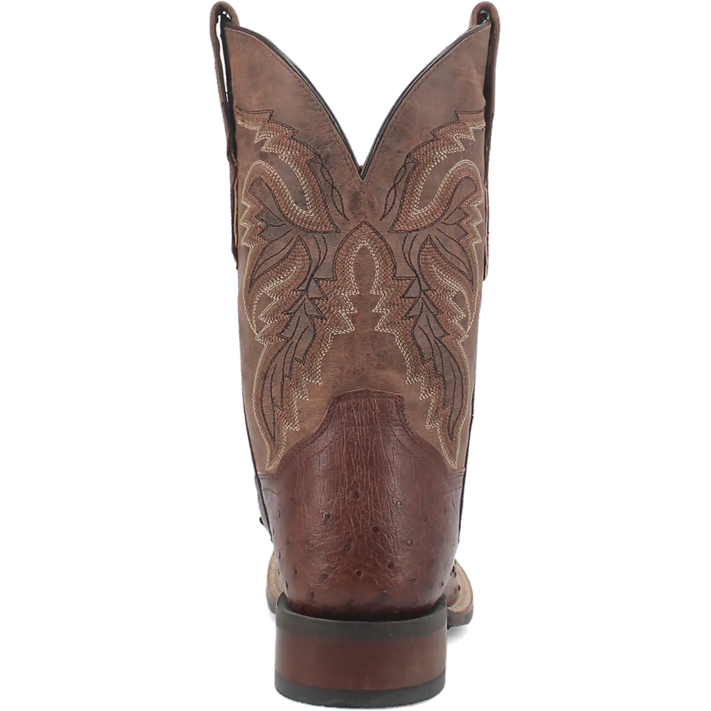 Dan Post Men's Cowboy Western Boot Alamosa – Broad Square Toe, Genuine Ostrich Skin, Cowboy Certified Outsole, Removable Orthotic Insole, Stockman Heel, Chocolate Brown Exotic Leather Boot