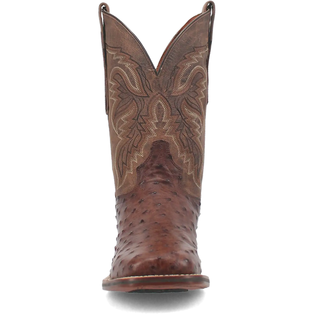 Dan Post Men's Cowboy Western Boot Alamosa – Broad Square Toe, Genuine Ostrich Skin, Cowboy Certified Outsole, Removable Orthotic Insole, Stockman Heel, Chocolate Brown Exotic Leather Boot