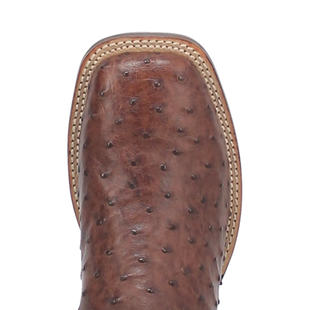 Dan Post Men's Cowboy Western Boot Alamosa – Broad Square Toe, Genuine Ostrich Skin, Cowboy Certified Outsole, Removable Orthotic Insole, Stockman Heel, Chocolate Brown Exotic Leather Boot