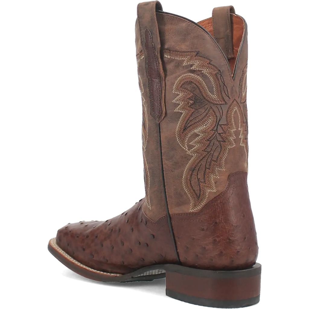 Dan Post Men's Cowboy Western Boot Alamosa – Broad Square Toe, Genuine Ostrich Skin, Cowboy Certified Outsole, Removable Orthotic Insole, Stockman Heel, Chocolate Brown Exotic Leather Boot