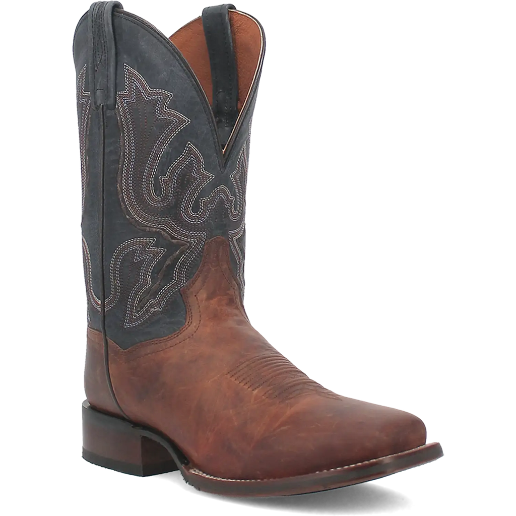 Dan Post Men's Cowboy Western Boot Winslow – Broad Square Toe, Premium Leather, Bold Blue Shaft, Western Embroidery, CAVVY Outsole, Removable Orthotic Insole, 1" Heel, Ranch & Dress Boot