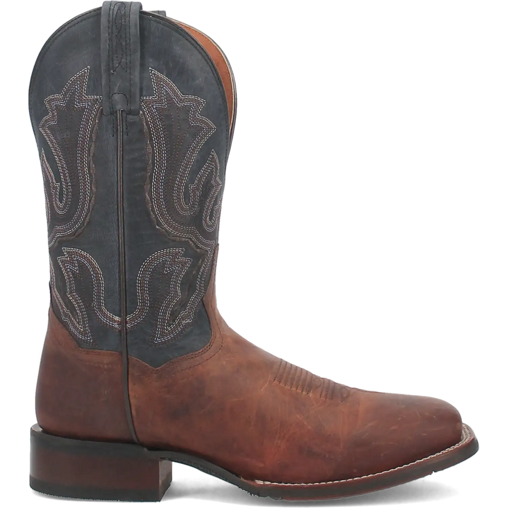 Dan Post Men's Cowboy Western Boot Winslow – Broad Square Toe, Premium Leather, Bold Blue Shaft, Western Embroidery, CAVVY Outsole, Removable Orthotic Insole, 1" Heel, Ranch & Dress Boot