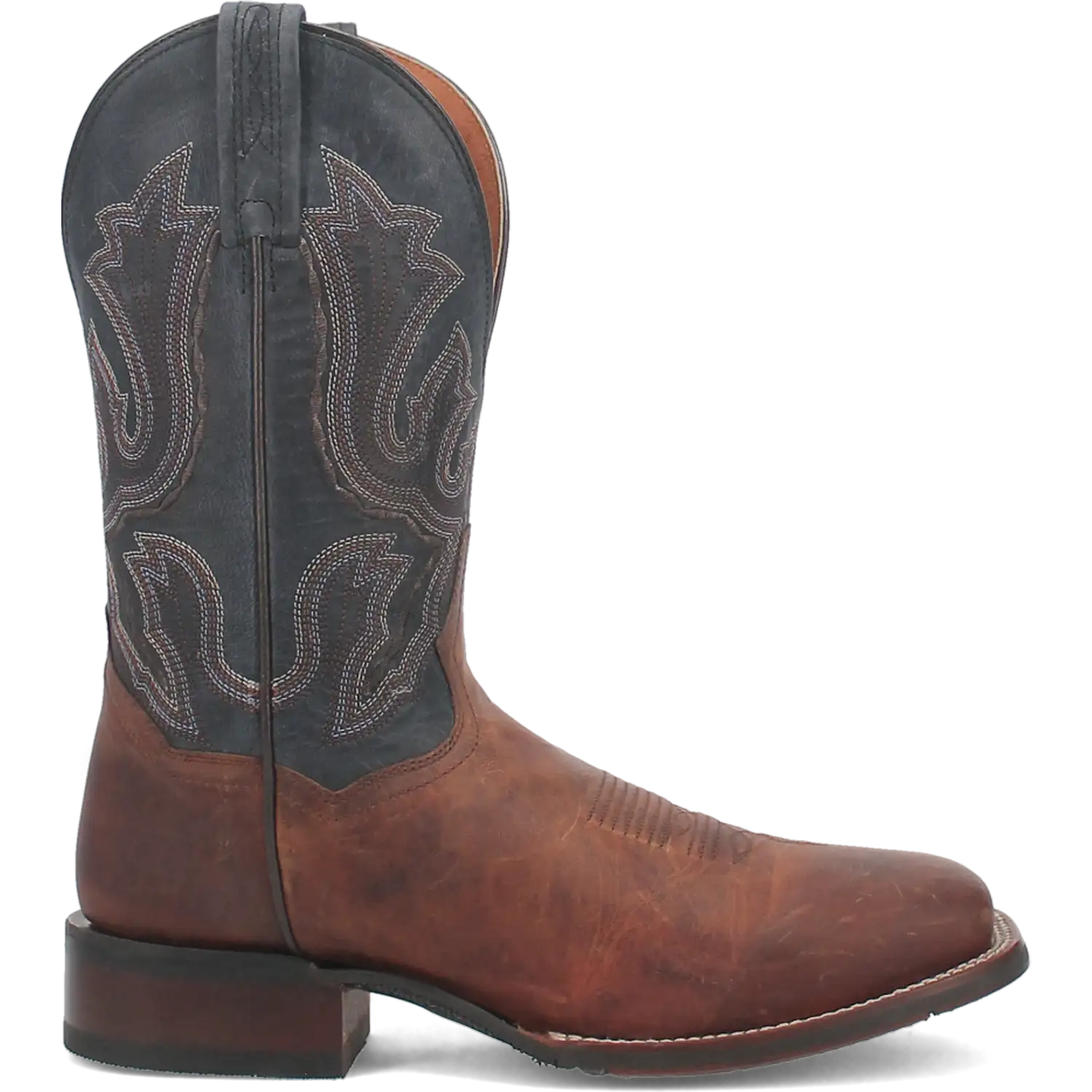 Dan Post Men's Cowboy Western Boot Winslow – Broad Square Toe, Premium Leather, Bold Blue Shaft, Western Embroidery, CAVVY Outsole, Removable Orthotic Insole, 1" Heel, Ranch & Dress Boot