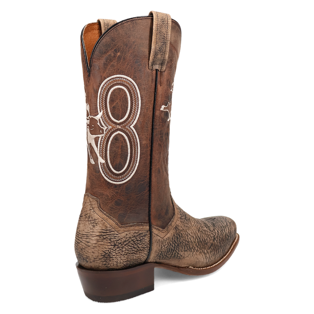 Dan Post Men's Cowboy Western Boot The Dirt Show – Square Toe, Genuine Bison Leather, Leather Outsole, Removable Orthotic Insole, Cowboy Heel, 13" Shaft, Rugged Exotic Western Boot