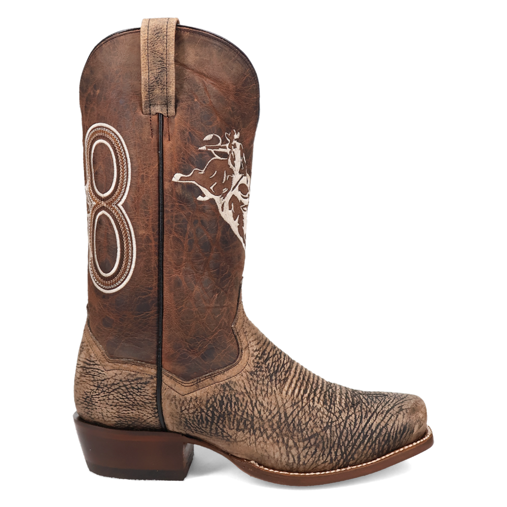 Dan Post Men's Cowboy Western Boot The Dirt Show – Square Toe, Genuine Bison Leather, Leather Outsole, Removable Orthotic Insole, Cowboy Heel, 13" Shaft, Rugged Exotic Western Boot