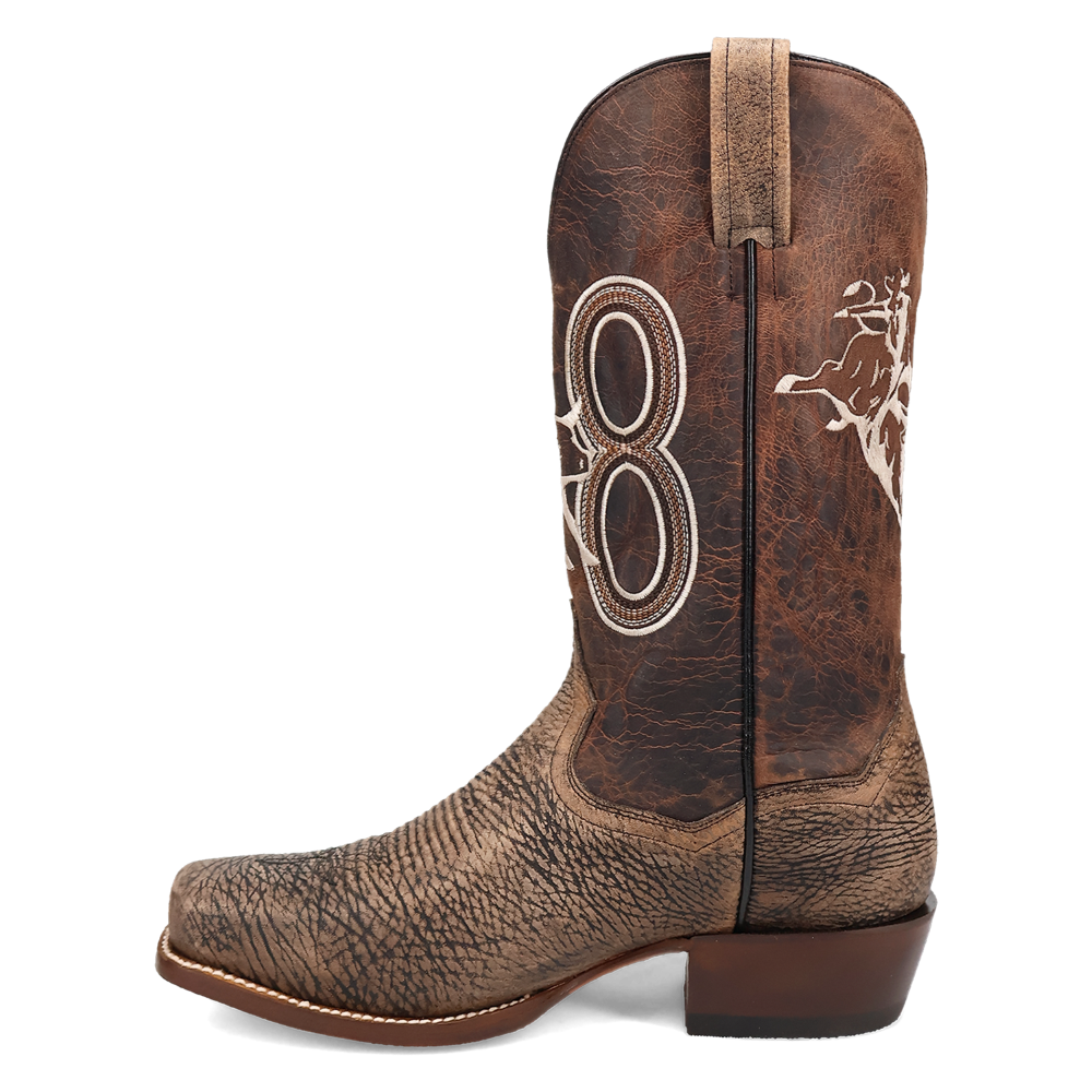 Dan Post Men's Cowboy Western Boot The Dirt Show – Square Toe, Genuine Bison Leather, Leather Outsole, Removable Orthotic Insole, Cowboy Heel, 13" Shaft, Rugged Exotic Western Boot