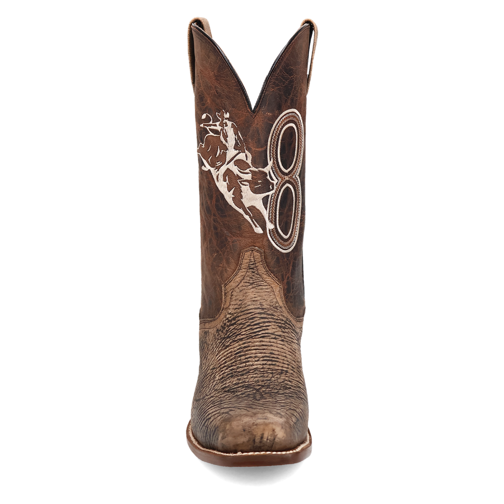 Dan Post Men's Cowboy Western Boot The Dirt Show – Square Toe, Genuine Bison Leather, Leather Outsole, Removable Orthotic Insole, Cowboy Heel, 13" Shaft, Rugged Exotic Western Boot