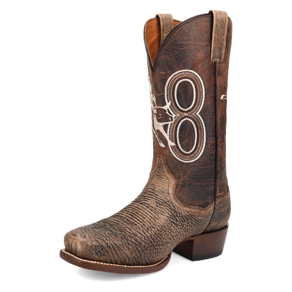 Dan Post Men's Cowboy Western Boot The Dirt Show – Square Toe, Genuine Bison Leather, Leather Outsole, Removable Orthotic Insole, Cowboy Heel, 13" Shaft, Rugged Exotic Western Boot