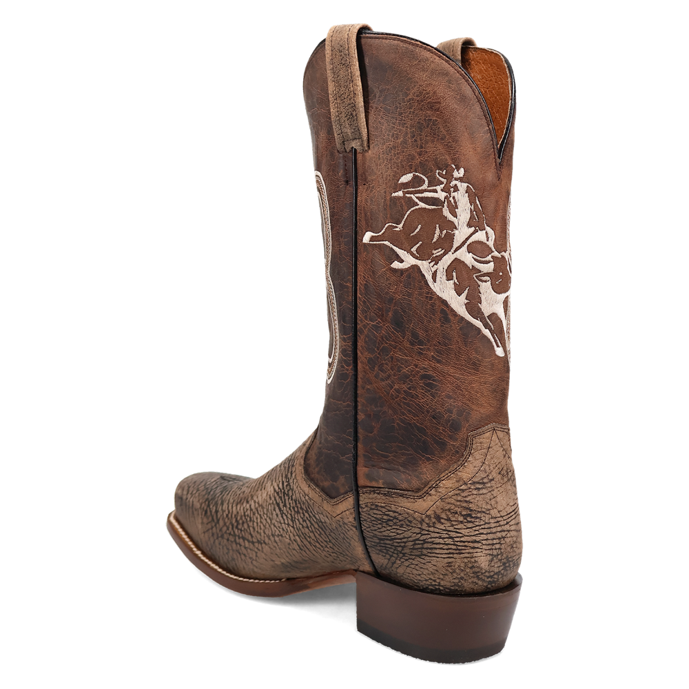 Dan Post Men's Cowboy Western Boot The Dirt Show – Square Toe, Genuine Bison Leather, Leather Outsole, Removable Orthotic Insole, Cowboy Heel, 13" Shaft, Rugged Exotic Western Boot