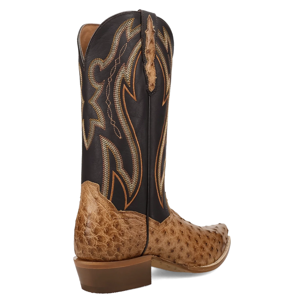 Dan Post Men's Cowboy Western Boot Grit – Snip Toe, Genuine Ostrich Leather, Leather Outsole, Removable Orthotic Insole, 1⅜" Cowboy Heel, 13" Shaft, Western Embroidery, Exotic Leather Dress Boot