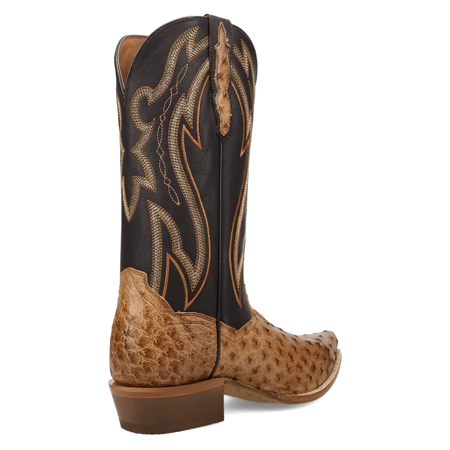 Dan Post Men's Cowboy Western Boot Grit – Snip Toe, Genuine Ostrich Leather, Leather Outsole, Removable Orthotic Insole, 1⅜" Cowboy Heel, 13" Shaft, Western Embroidery, Exotic Leather Dress Boot