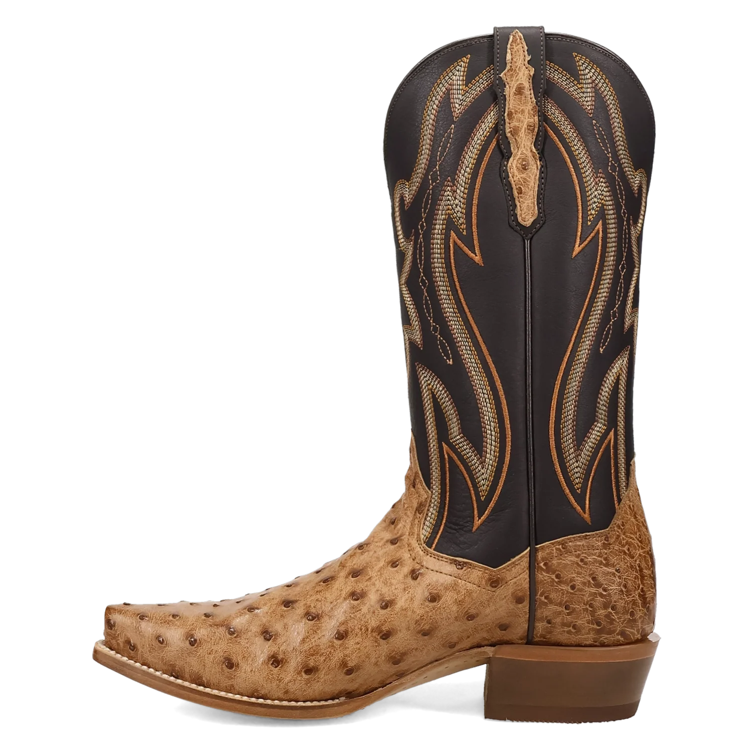 Dan Post Men's Cowboy Western Boot Grit – Snip Toe, Genuine Ostrich Leather, Leather Outsole, Removable Orthotic Insole, 1⅜" Cowboy Heel, 13" Shaft, Western Embroidery, Exotic Leather Dress Boot