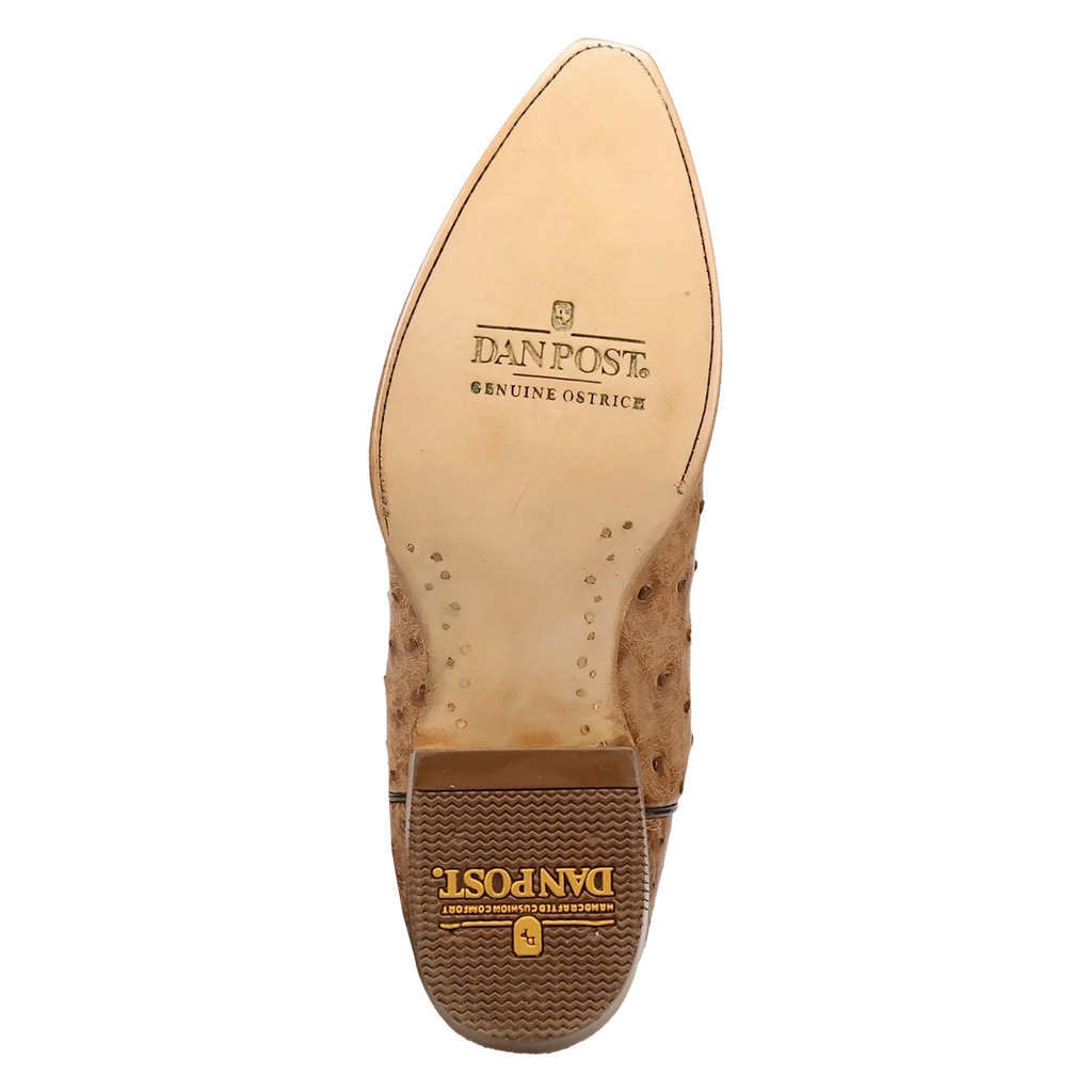 Dan Post Men's Cowboy Western Boot Grit – Snip Toe, Genuine Ostrich Leather, Leather Outsole, Removable Orthotic Insole, 1⅜" Cowboy Heel, 13" Shaft, Western Embroidery, Exotic Leather Dress Boot