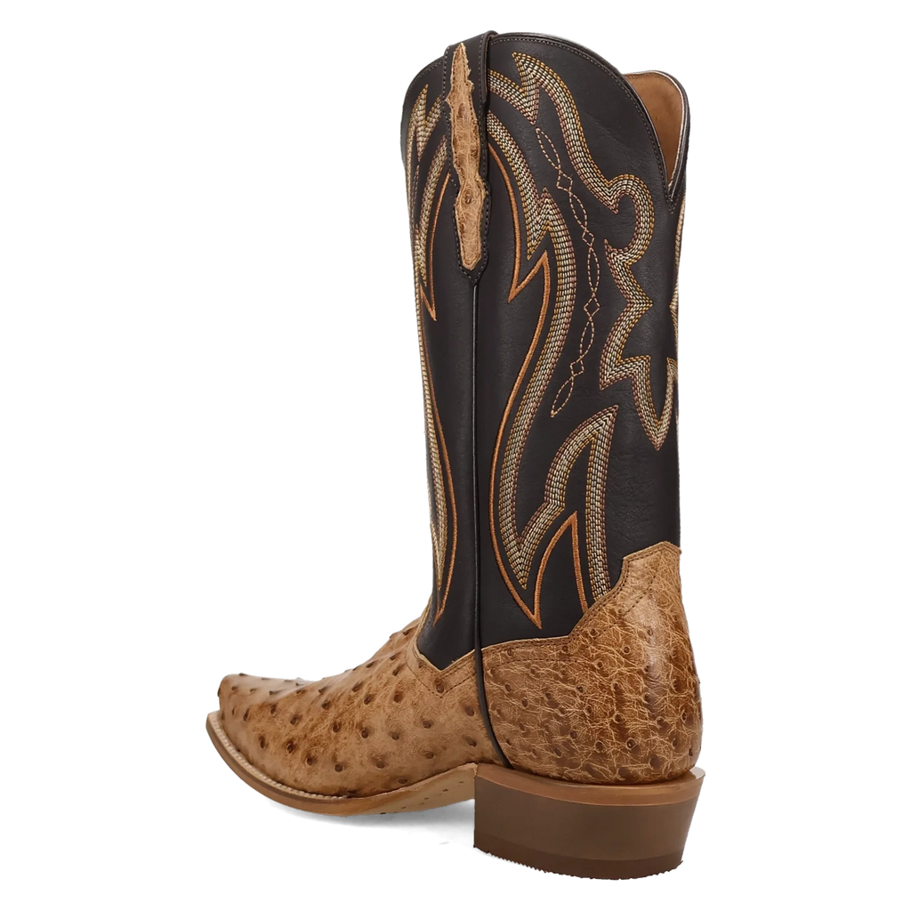 Dan Post Men's Cowboy Western Boot Grit – Snip Toe, Genuine Ostrich Leather, Leather Outsole, Removable Orthotic Insole, 1⅜" Cowboy Heel, 13" Shaft, Western Embroidery, Exotic Leather Dress Boot