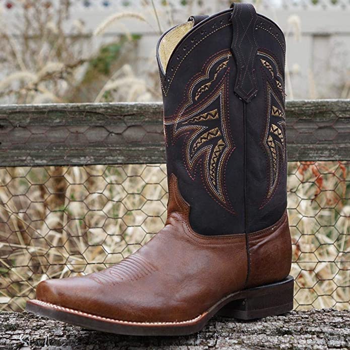 Soto Boots Men's Square Toe Cowboy Boots – Miel Leather | Goodyear Welt | Rubber Sole
