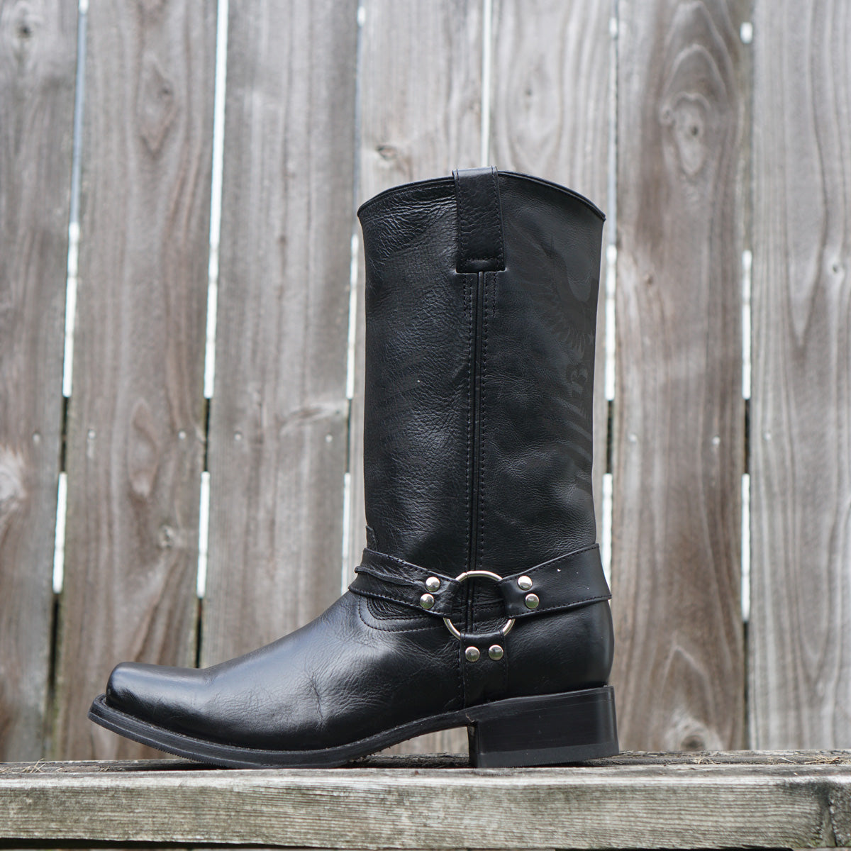 Soto Boots Eagle Rider Men's Harness Biker Boots – Black Leather | Square Toe | Goodyear Welt