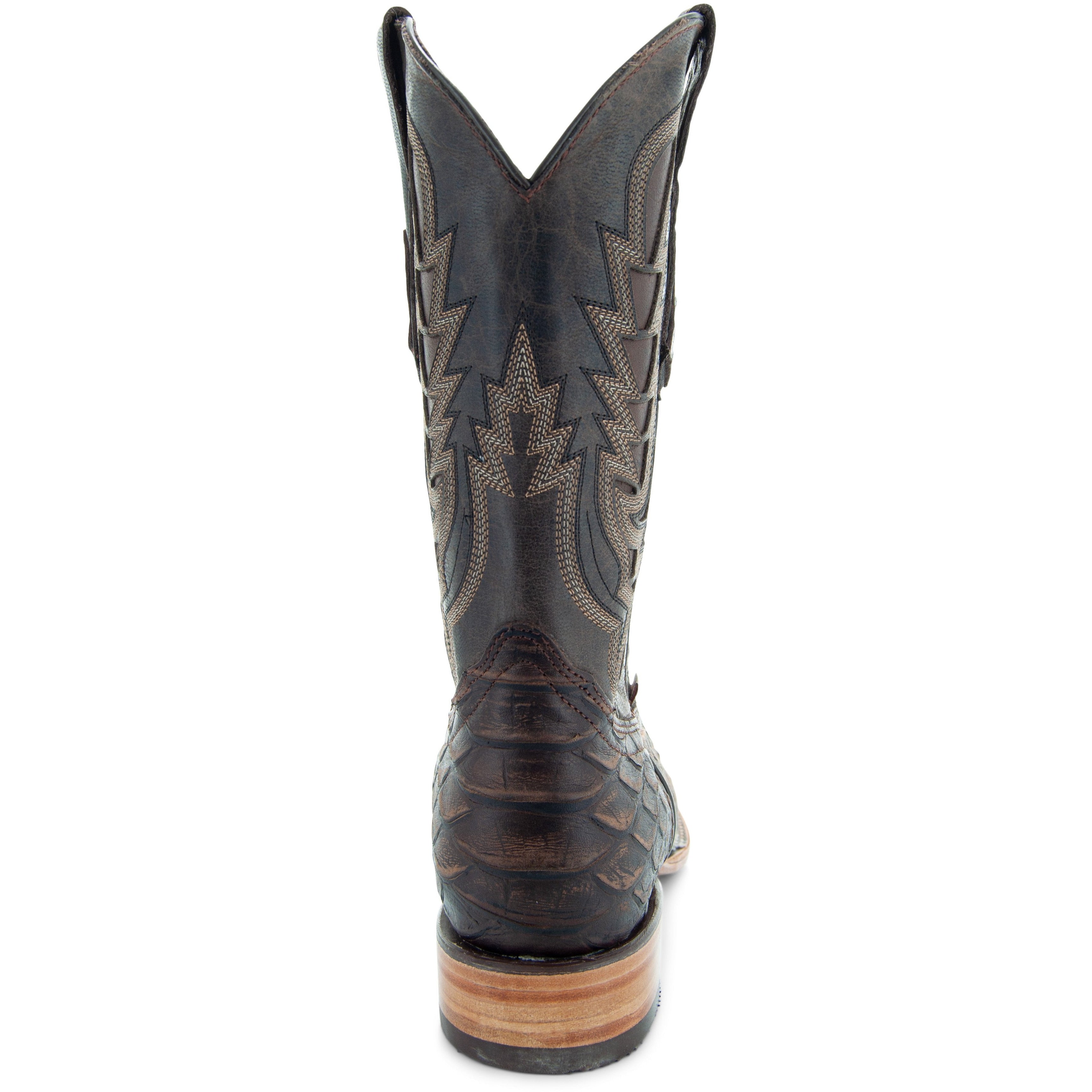 Soto Boots Men's Python Print Cowboy Boots – Brown Leather | Square Toe | Goodyear Welt