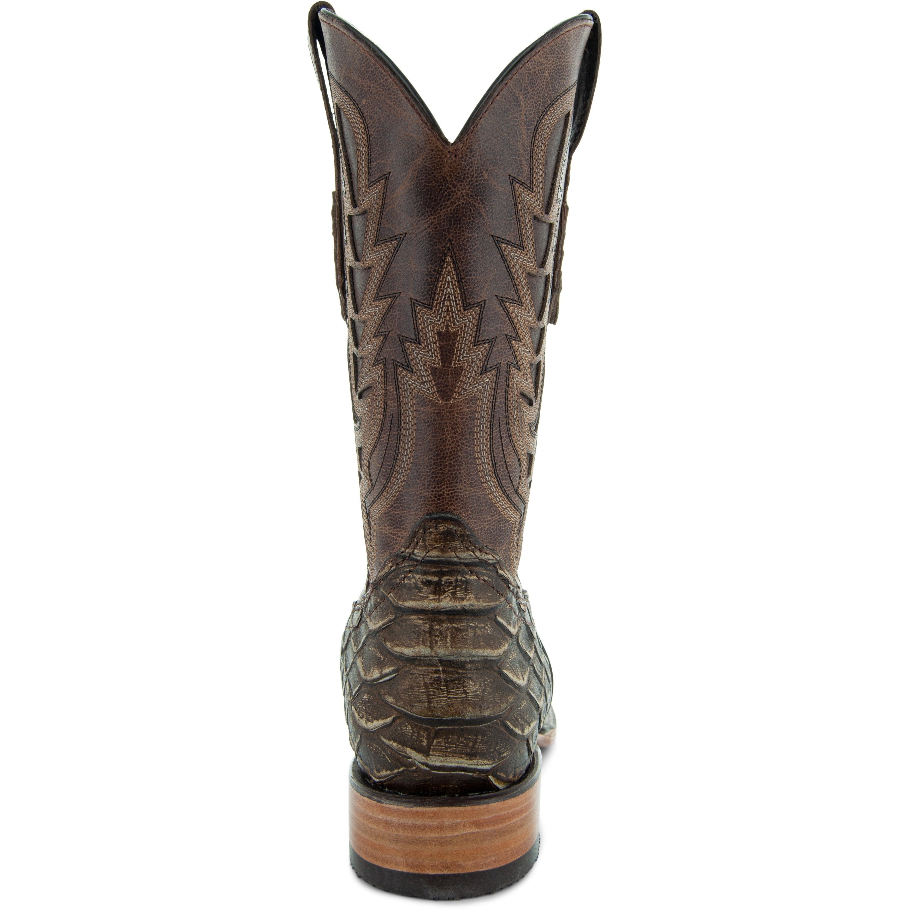 Soto Boots Men's Python Print Cowboy Boots – Tan Leather | Square Toe | Goodyear Welt